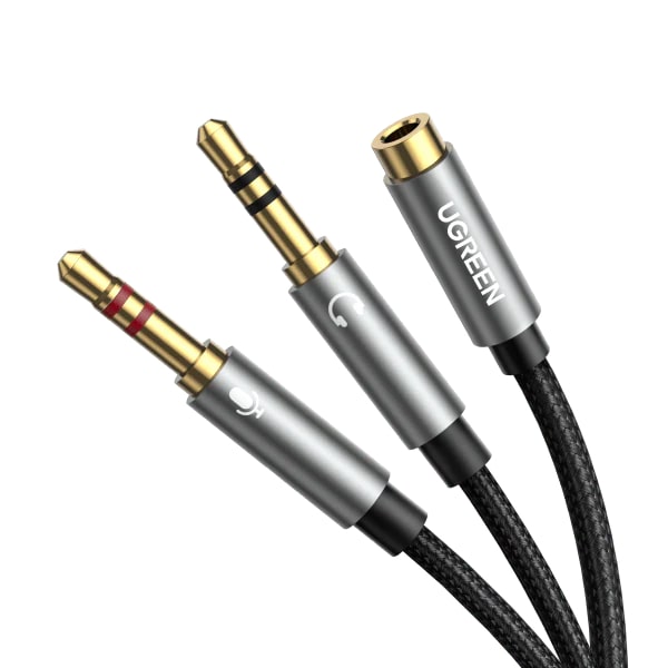 UGREEN Аудио кабел 2-в-1 от 2x AUX/м/ 3.5mm към 1x AUX/ж/ 3.5mm, 0,20m /черен/ - AV140 / 20899