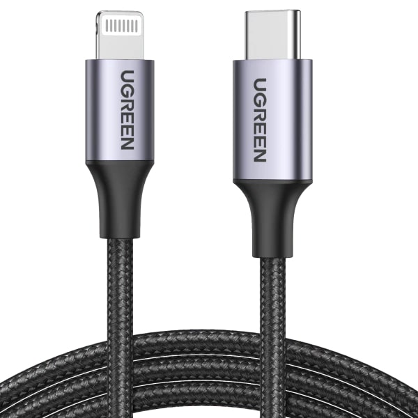UGREEN Кабел C-L, 1m, 3A, Nylon braided /черен/ - US304 / 60759