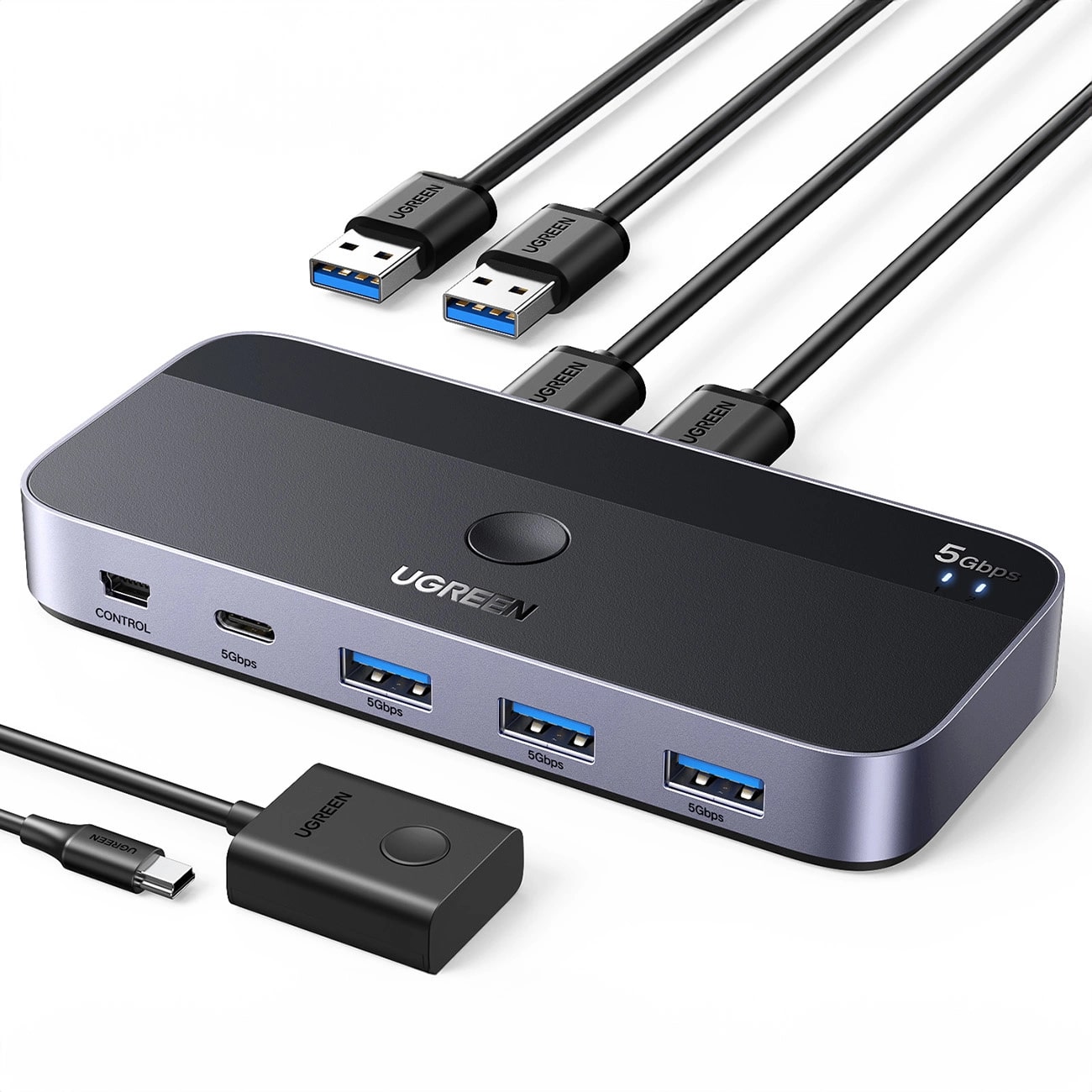 UGREEN Hub 2-in-4out USB-A (3.0), USB-C, Sharing Switch box /black/ - CM662 / 15705