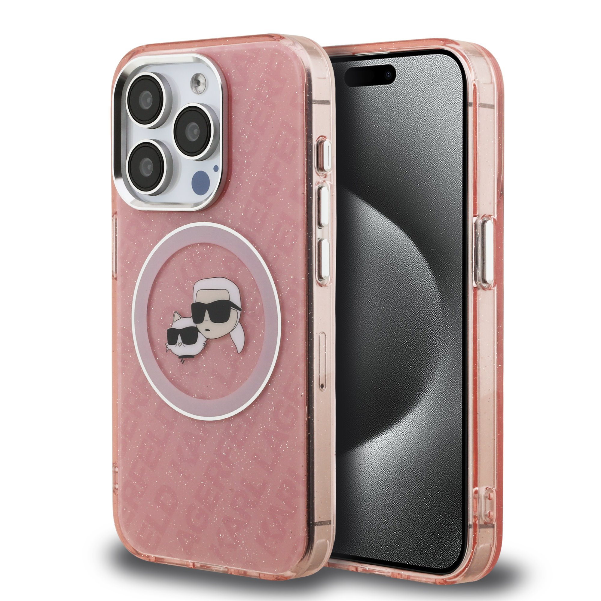 Karl Lagerfeld Калъф Apple iPhone 15 Pro Max, IML K/C Heads Repeated Logo MagSafe /розов/ - KLHMP15XHMKBKCHP