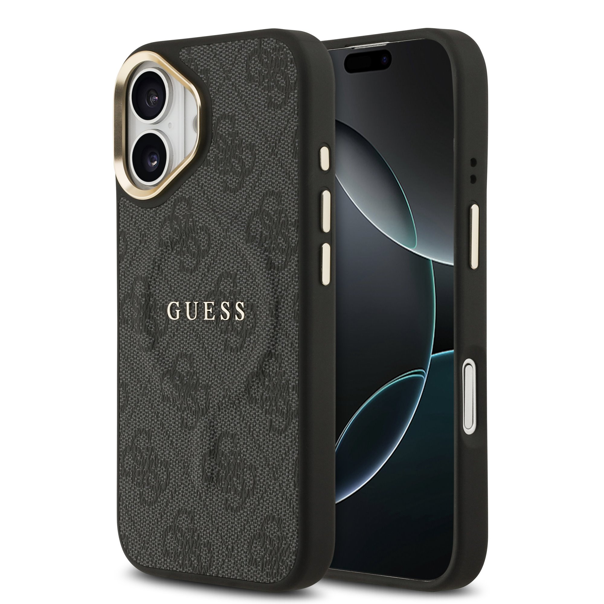 GUESS Калъф Apple iPhone 17, PU Leather 4G Gold Frame MagSafe, черен - GUHMP17SP4MSEGCK