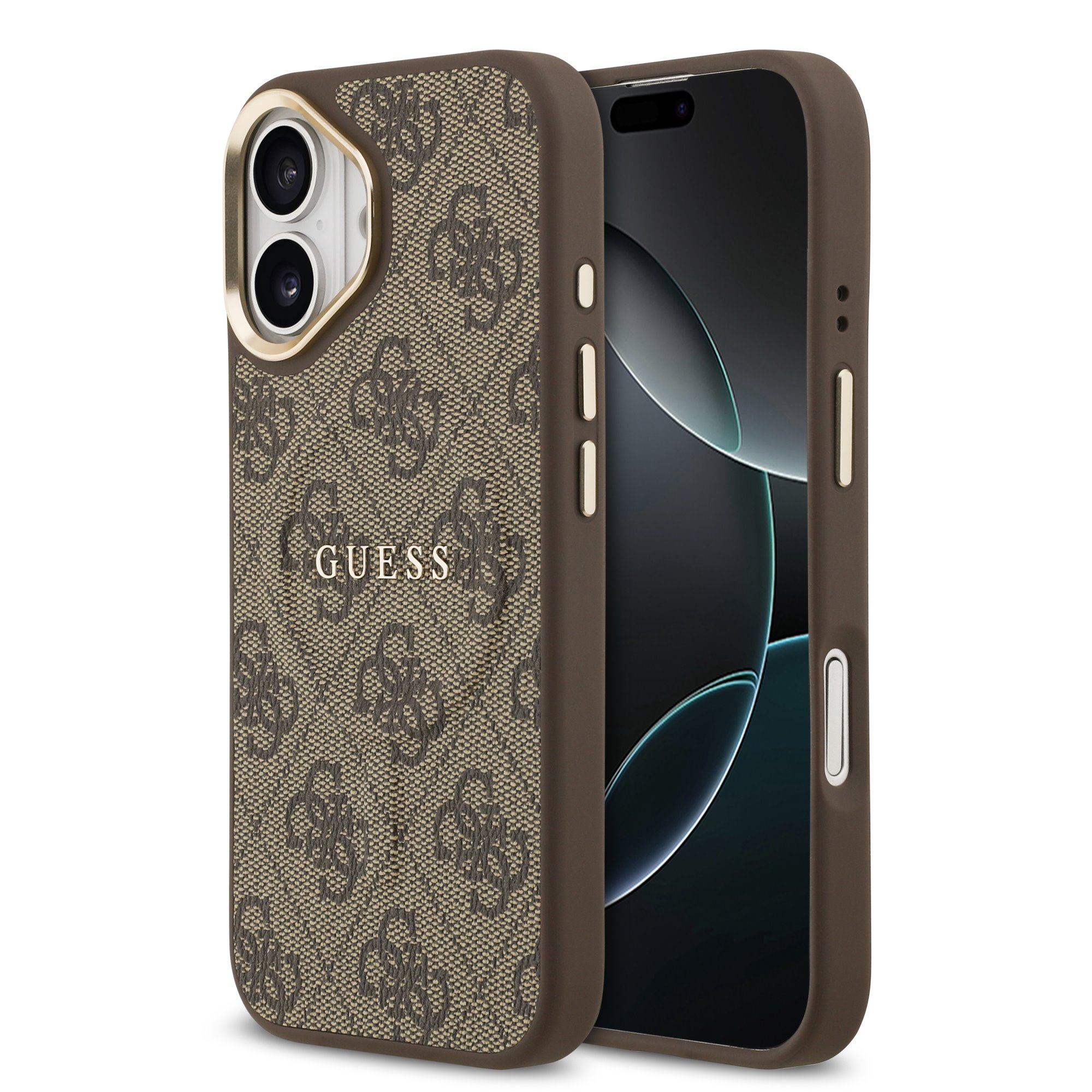 GUESS Калъф Apple iPhone 17, PU Leather 4G Gold Frame MagSafe, кафяв - GUHMP17SP4MSEGCW
