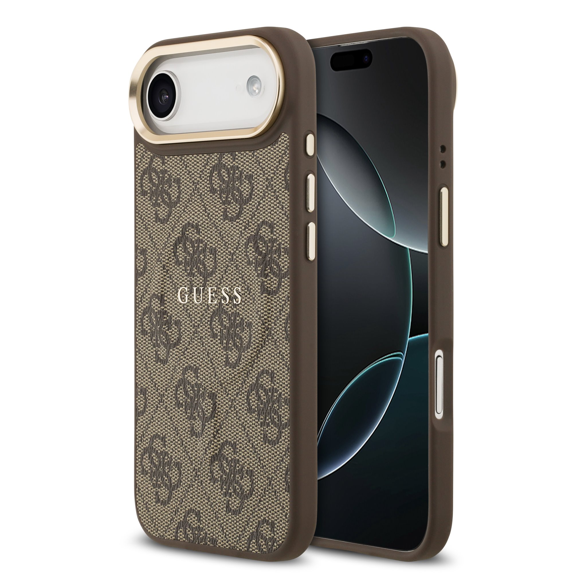 GUESS Калъф Apple iPhone 17 Air, PU Leather 4G Gold Frame MagSafe, кафяв - GUHMP17MP4MSEGCW