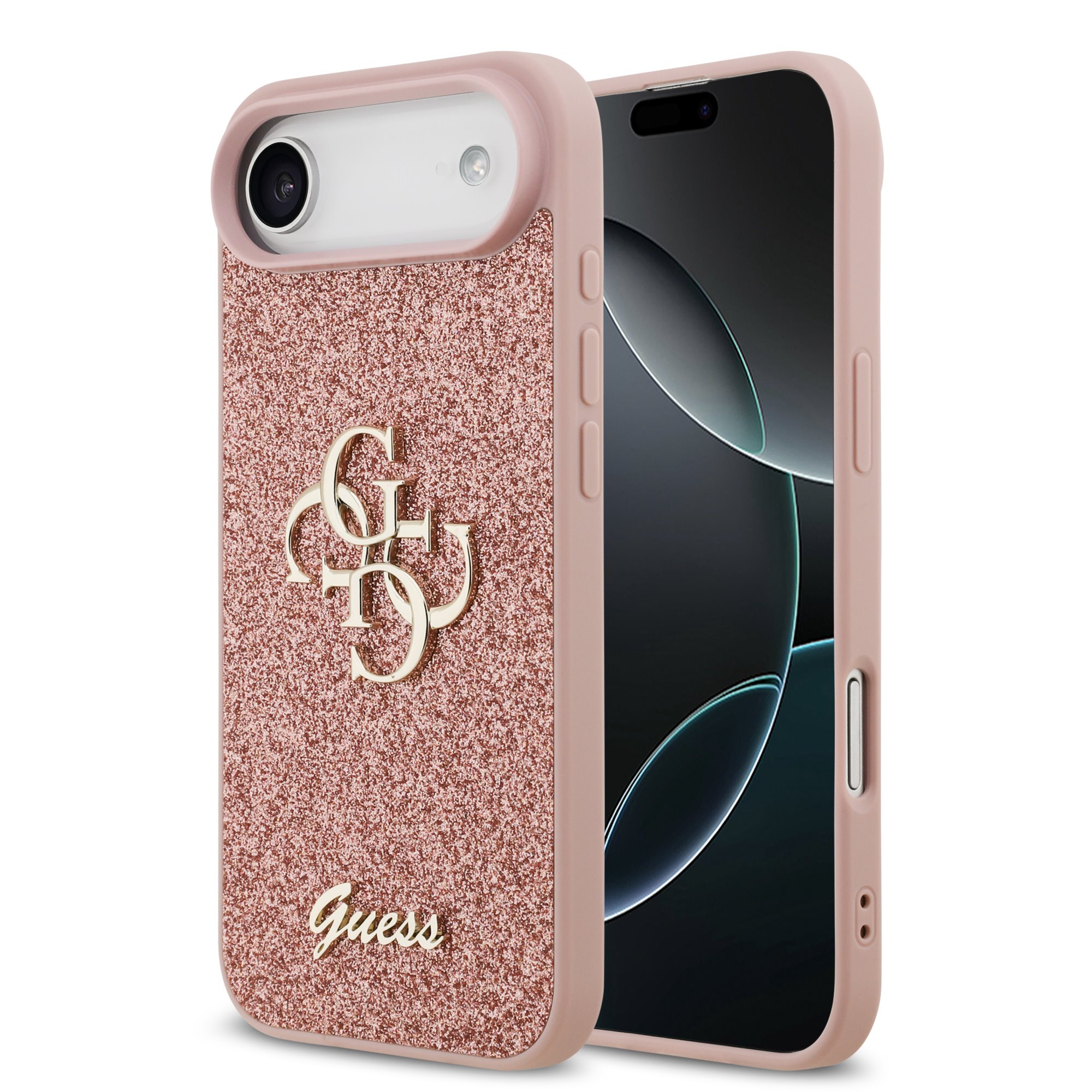GUESS Калъф Apple iPhone 17 Air, PU Fixed Glitter 4G Metal Logo, розов  - GUHCP17MHG4SGP