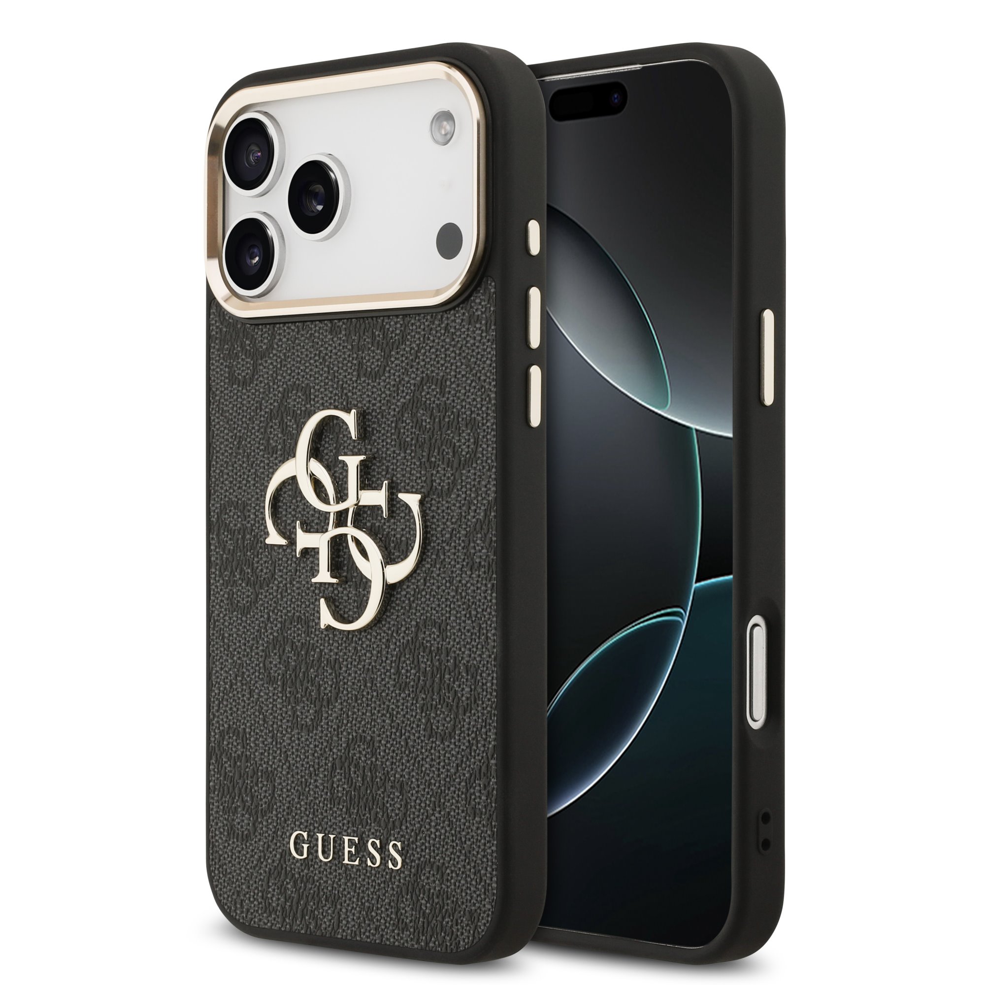 GUESS Case Apple iPhone 17 Pro Max, PU Leather 4G Colored Ring, black - GUHCP17X4GMGCGR