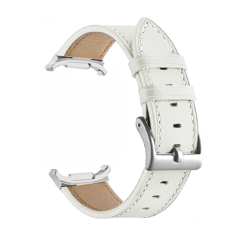Каишка за Samsung Watch 8, Leather Classic, кожена /бяла/