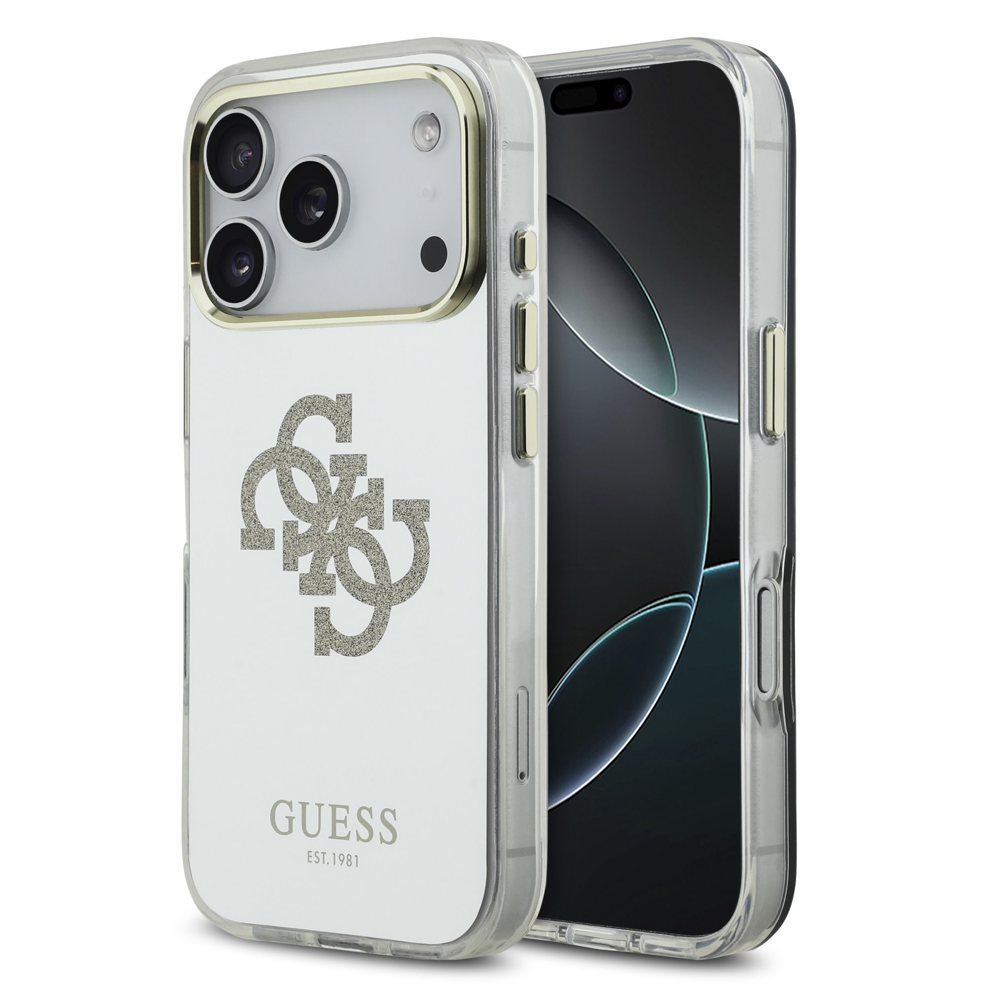 GUESS Case Apple iPhone 17 Pro, PC/TPU Mirror 4G Glitter Logo MagSafe , gold - GUHMP17LP4GTDGMW
