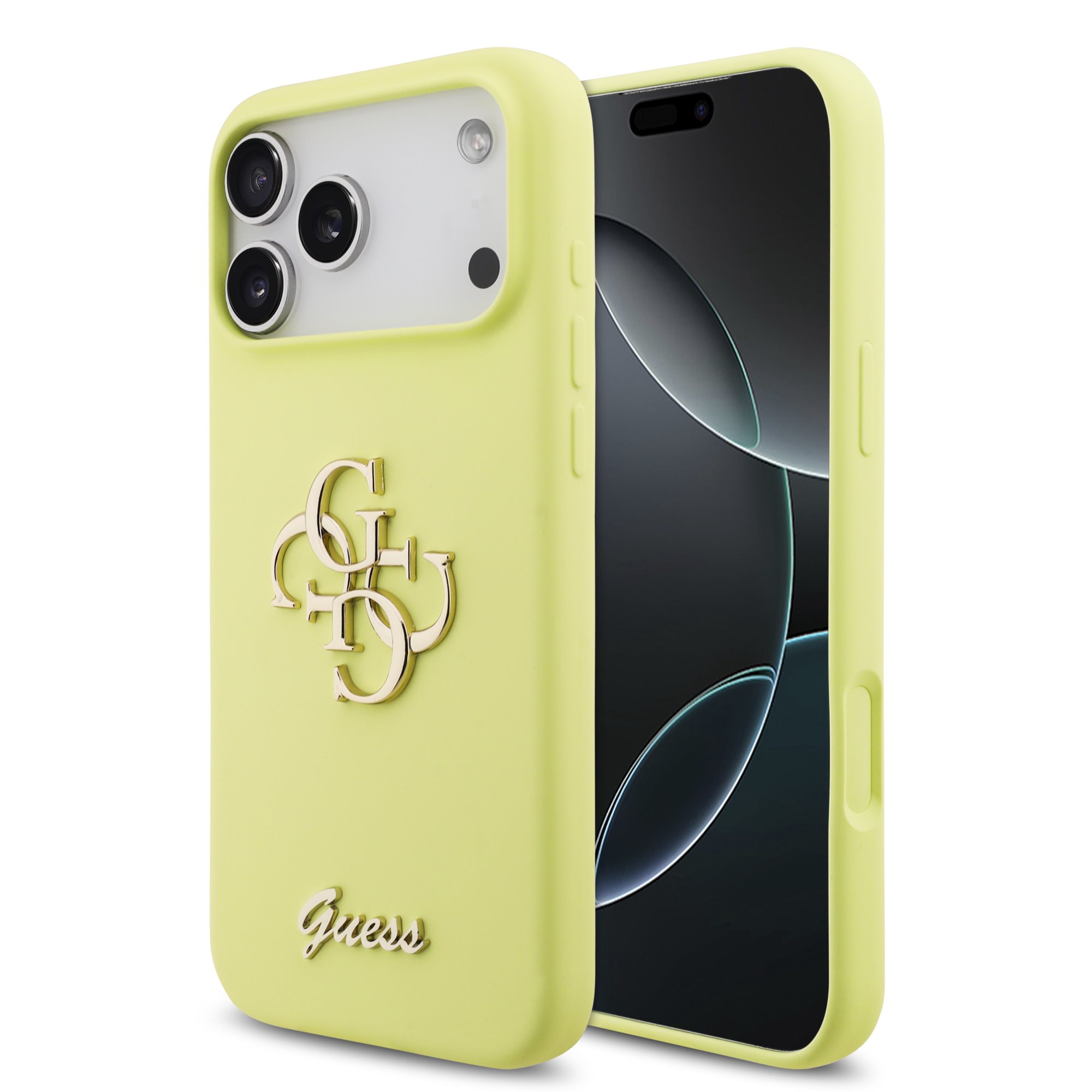 GUESS Case Apple iPhone 17 Pro Max, Liquid Silicone 4G Metal Logo, yellow - GUHCP17XSC4GLMY