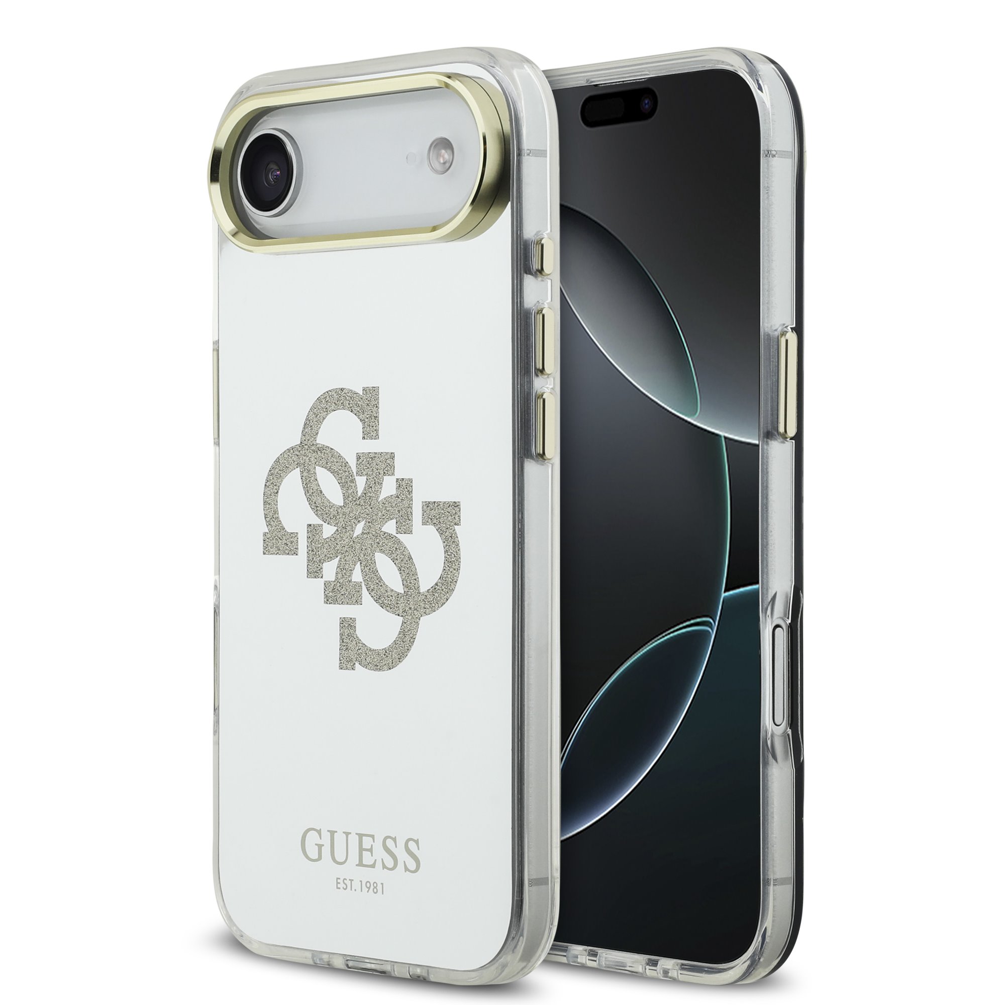 GUESS Калъф Apple iPhone 17 Air, PC/TPU Mirror 4G Glitter Logo MagSafe ,златист - GUHMP17MHMR4GDG