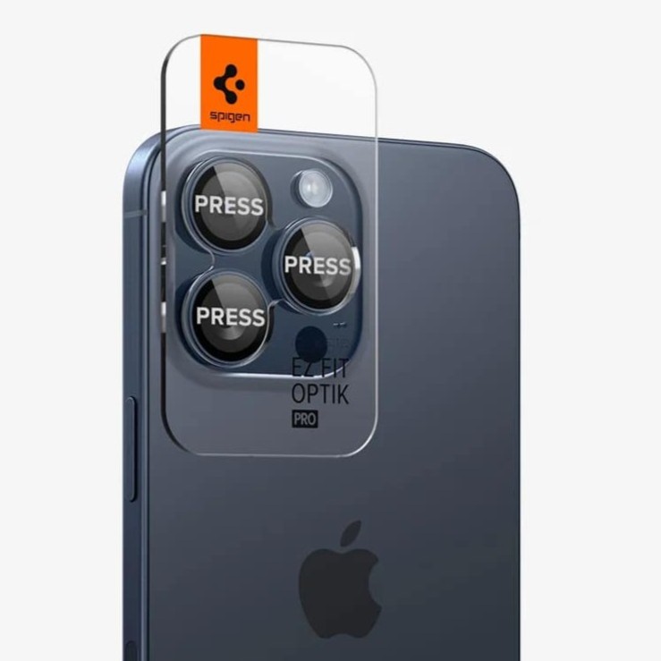 SPIGEN Camera Lens Optik Pro Glass tR.Ez Fit Apple iPhone 17/16/15 Pro/ 17/16/15 Pro Max SET 2бр. / сини титаниеви/ - AGL07164