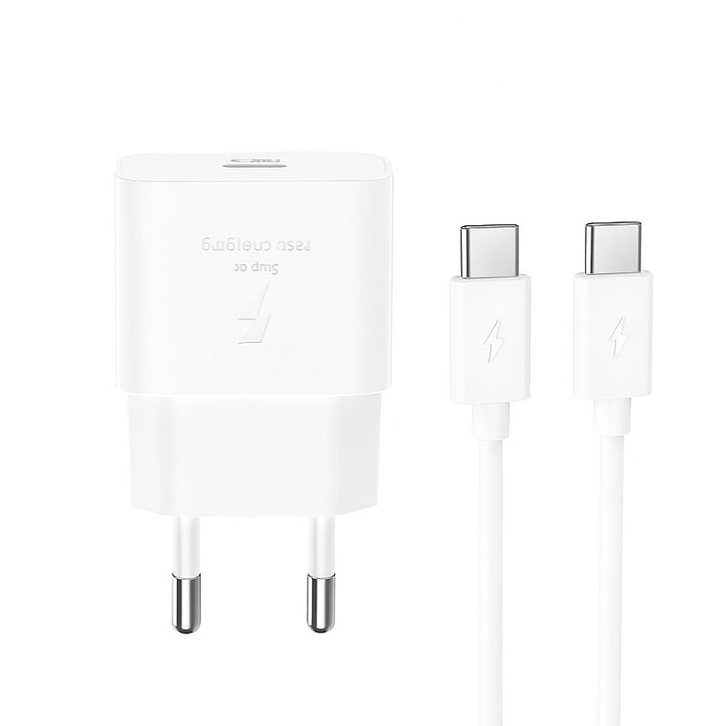 XO 220V 25W, USB-C, кабел C-C, бял - L167