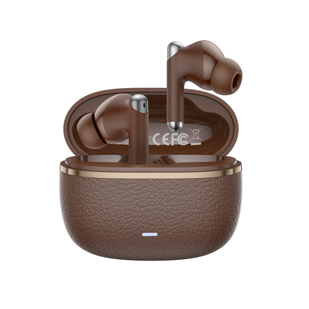 XO HF TWS, ENC, Dual mic, Leather, кафяви - G33