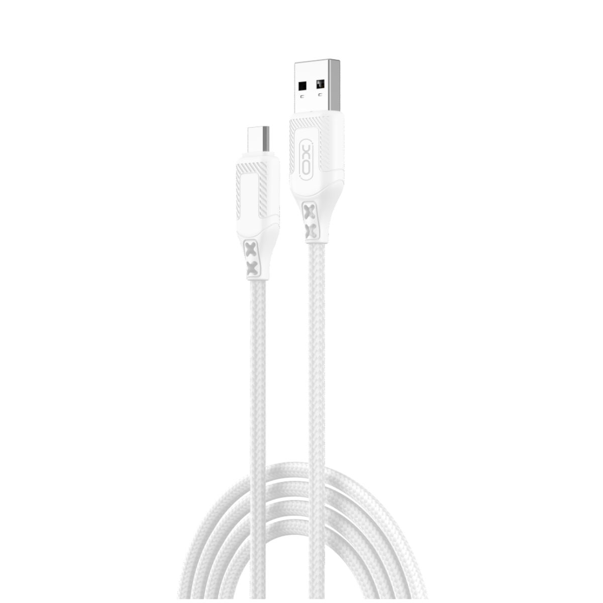 XO Кабел USB-A - Micro USB, 1м, 2.4A, бял - NB235