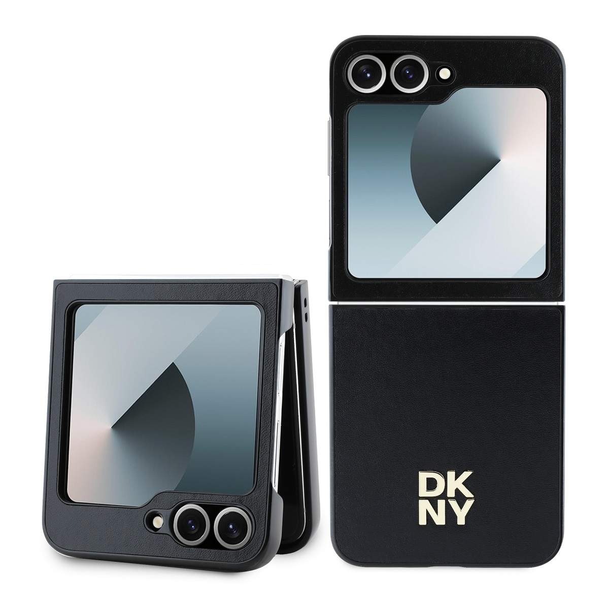 DKNY Калъф Samsung Z Flip 6/ 7 FE, PU Leather Stack Logo MagSafe, черен - DKHCZF6PSMCSLK