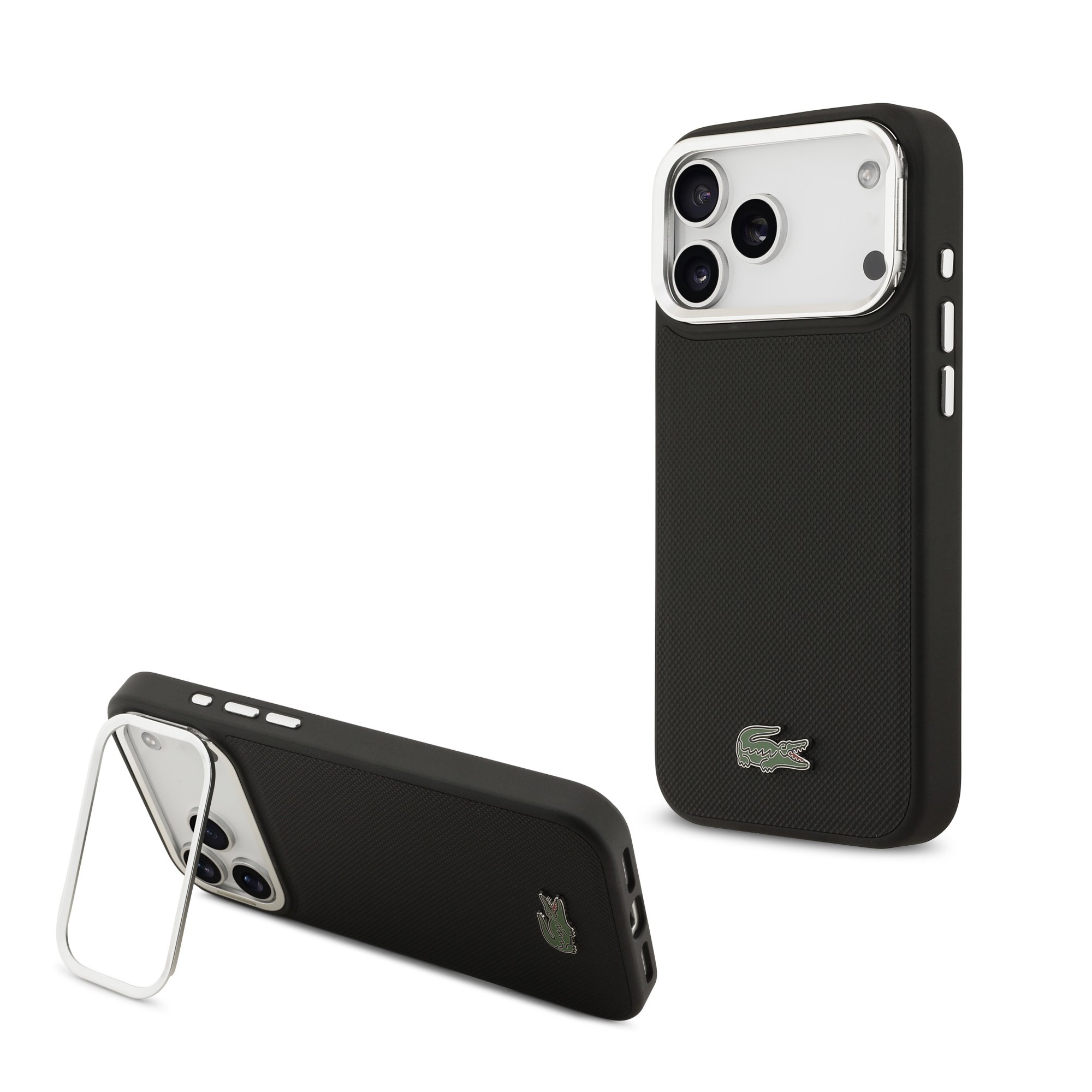 LACOSTE Калъф Apple iPhone 17 Pro Max, Iconic Petit Pique Camera Stand MagSafe /черен/ - LCHMP17XPCSLAK