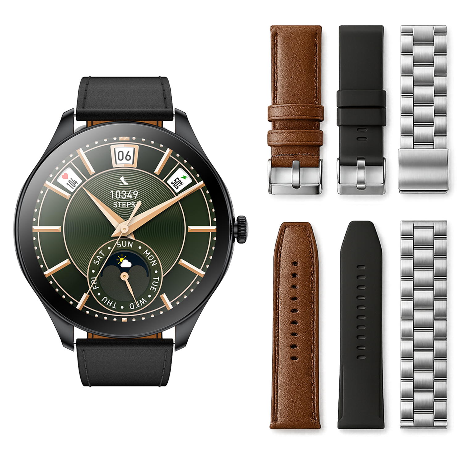 Смарт часовник Kalobee SK42 Box: SET 3 каишки, AMOLED OEM /сив+черно/