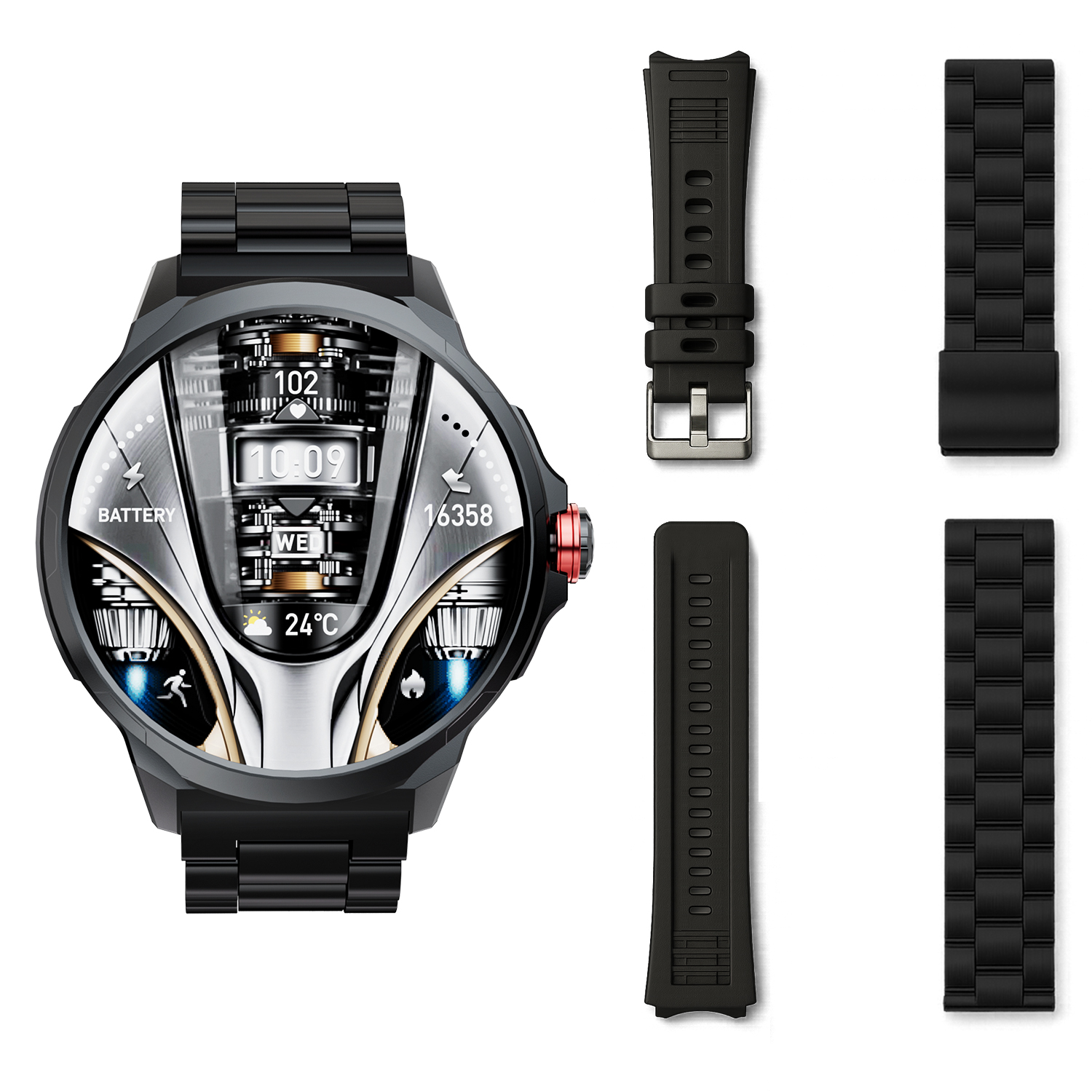 Смарт часовник Kalobee SK50 Box: SET 2 каишки, AMOLED OEM /черен/