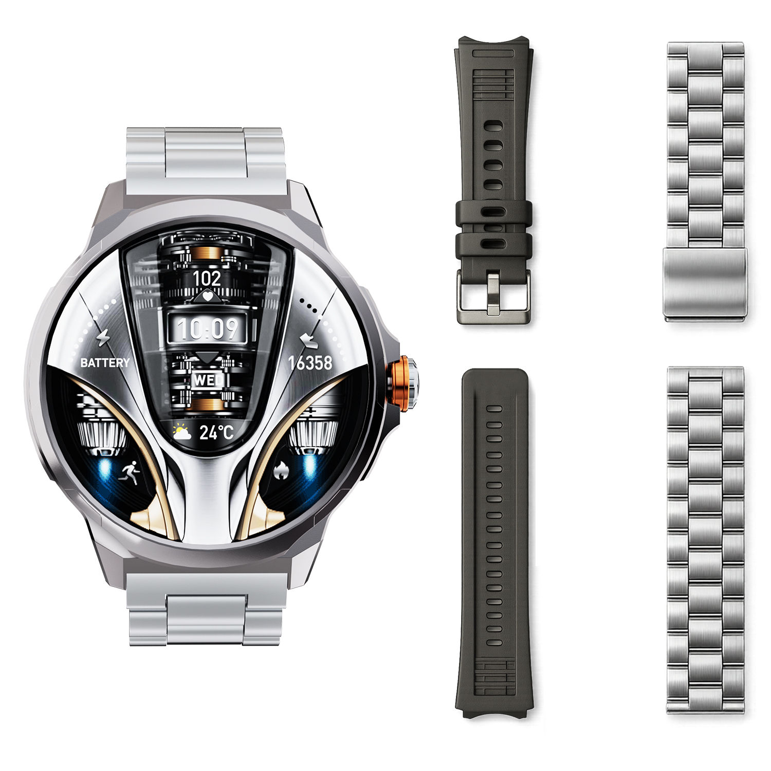 Смарт часовник Kalobee SK50 Box: SET 2 каишки, AMOLED OEM /сив/