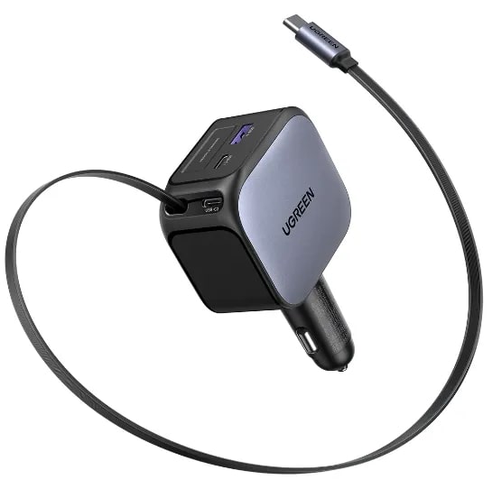 UGREEN 12V 145W, USB-A + 2xUSB-C + кабел C-C /графит/ - EC604 / 55910B