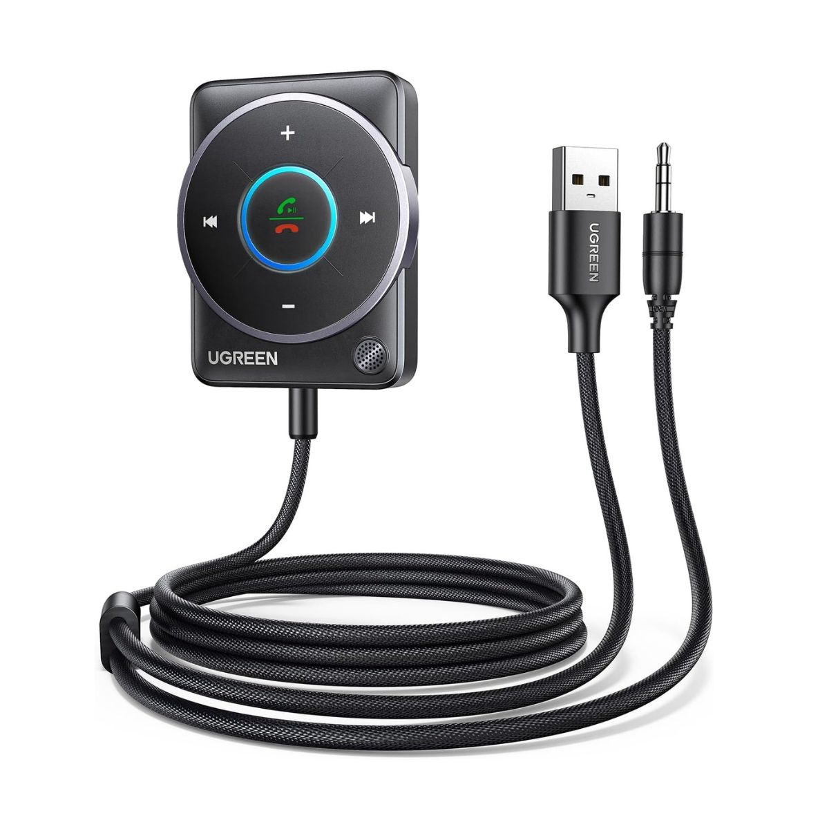 UGREEN AUX + USB-A  - Bluetooth приемник с микрофон /черен/ - CM723 / 35002