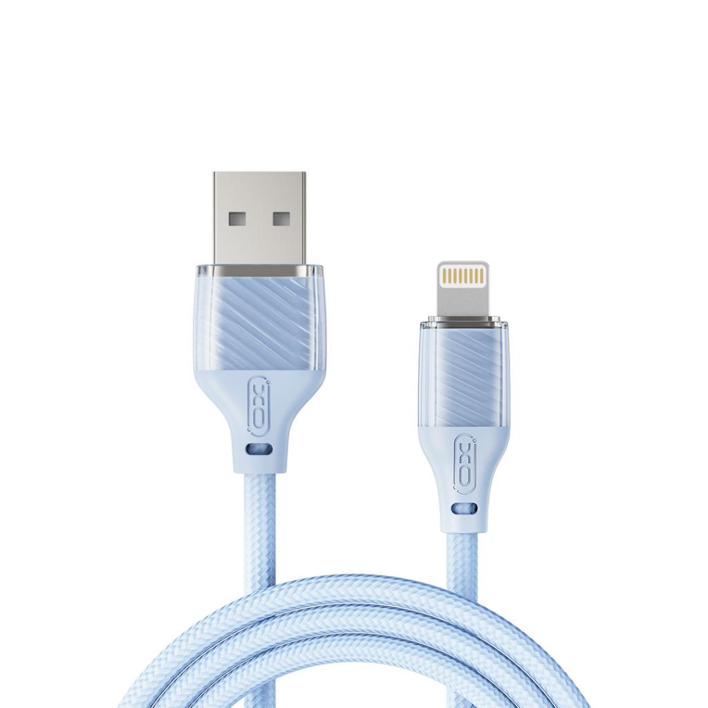 XO Cable USB-A - Lightning, 1m, 6A, Transparent Braided /blue/ - NB291