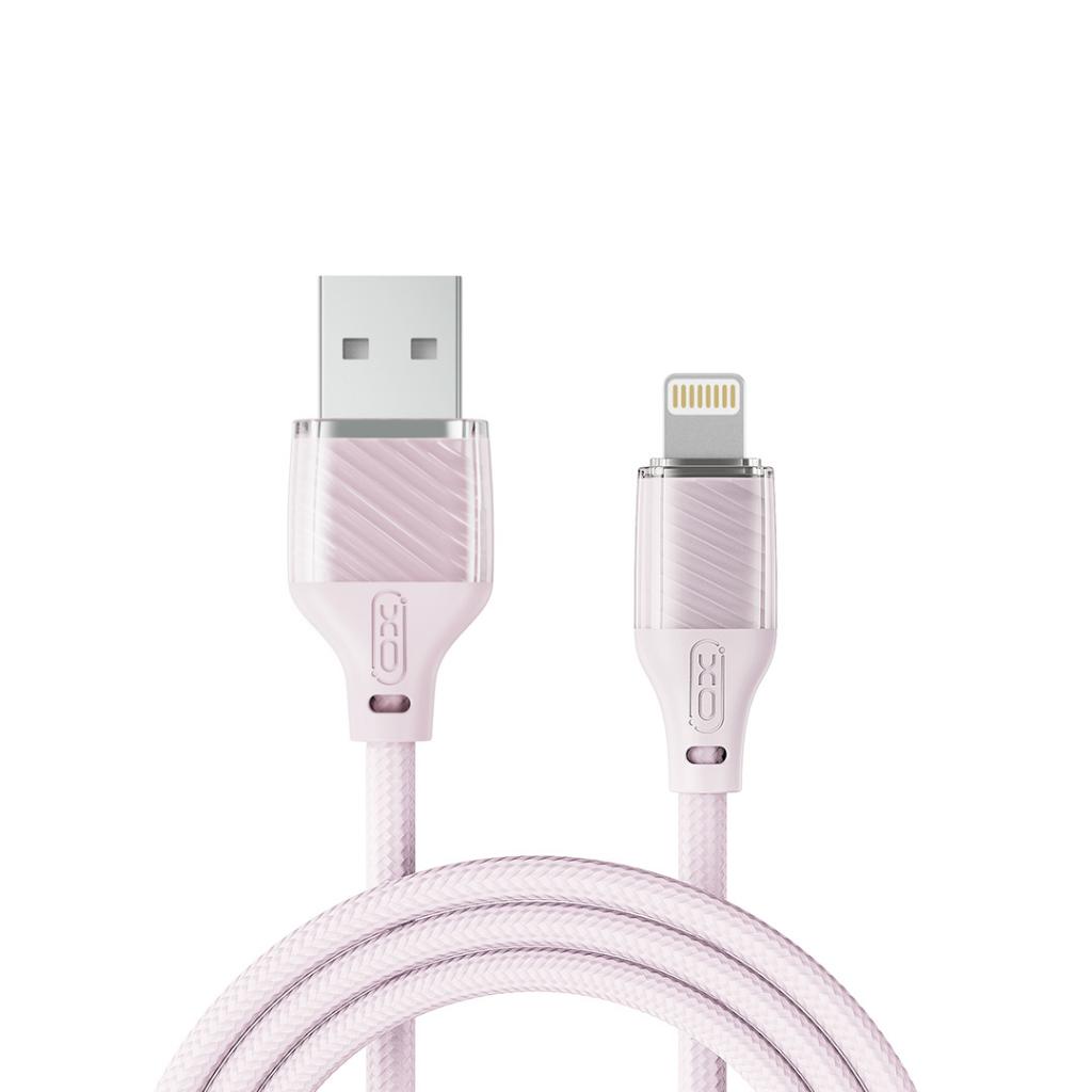 XO Cable USB-A - Lightning, 1m, 6A, Transparent Braided /pink/ - NB291