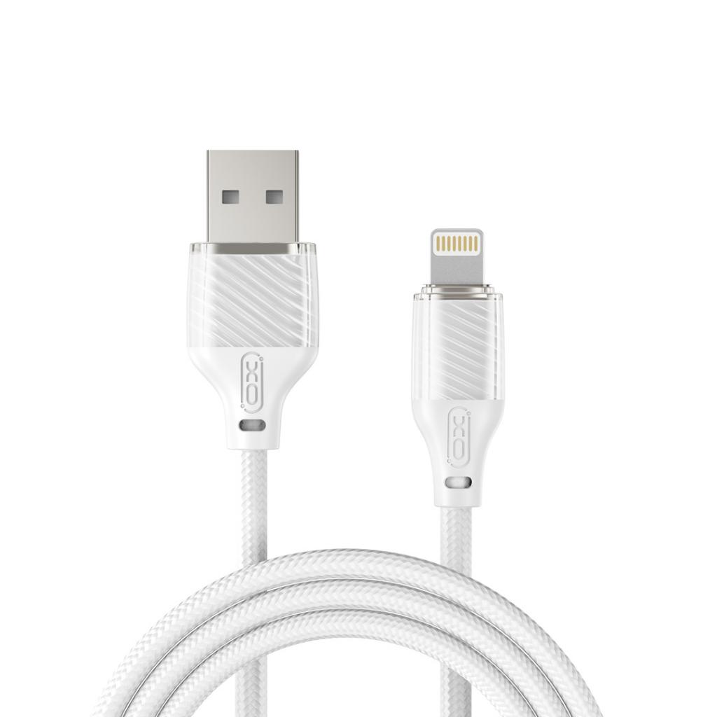 XO Cable USB-A - Lightning, 1m, 6A, Transparent Braided /white/ - NB291
