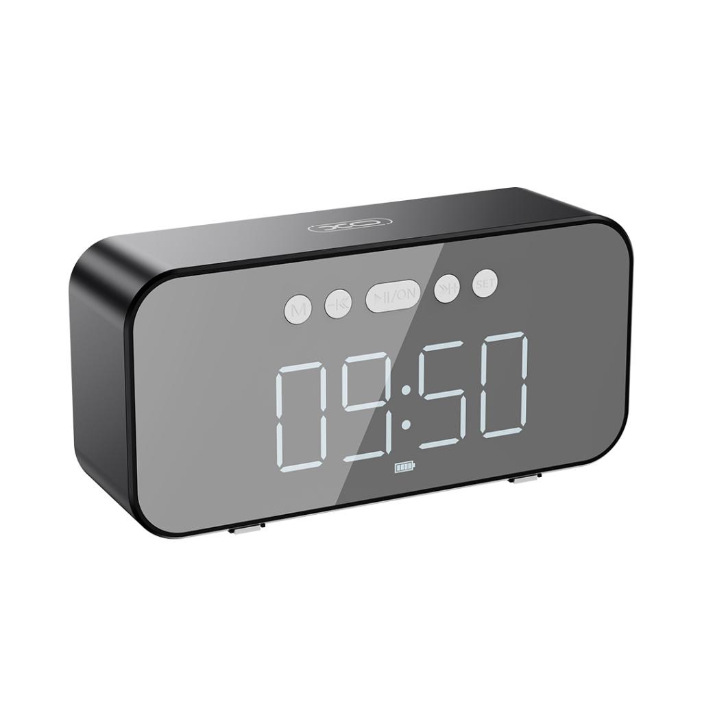 XO Тонколонка с час и радио, Mirror clock wireless /черен/ - F41