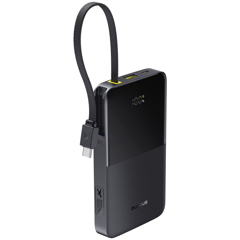 BASEUS Power Bank 10000 mAh 22.5W + вграден кабел Type-C, EnerFill FC51 Bipow 2 Pro /черен/ - E0027600