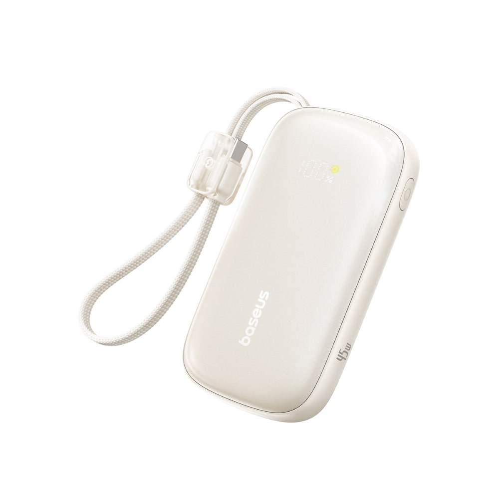 BASEUS Power Bank 10000 mAh, 45W + вградени кабели C+L, EnerFill FC21 Qpow 3 Ultra /естествен титаний/ - E0027Q01