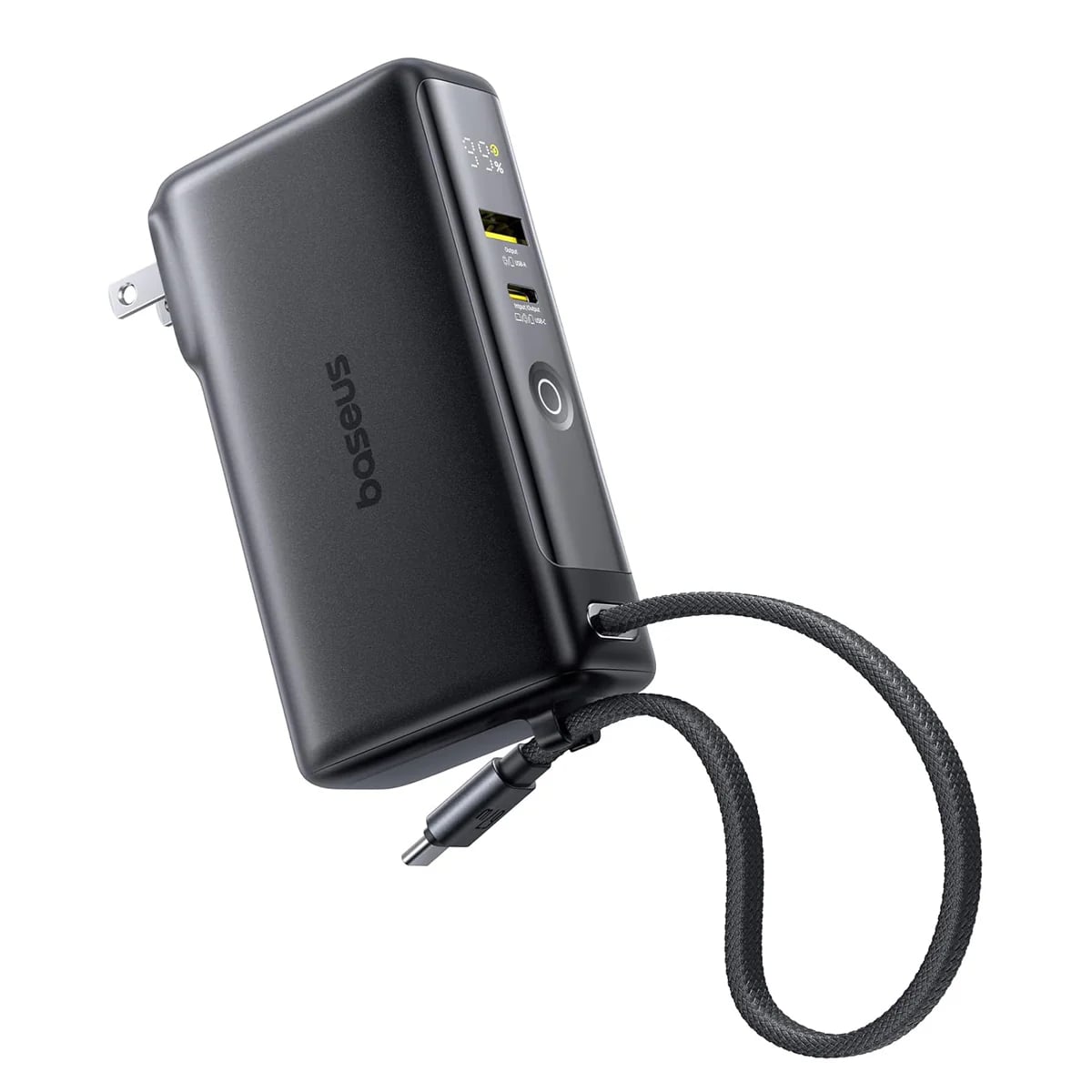 BASEUS Power Bank 10000 mAh, 67W + вграден кабел C, Nomos N11 Omni-charge /черен/ - P10078807123-00