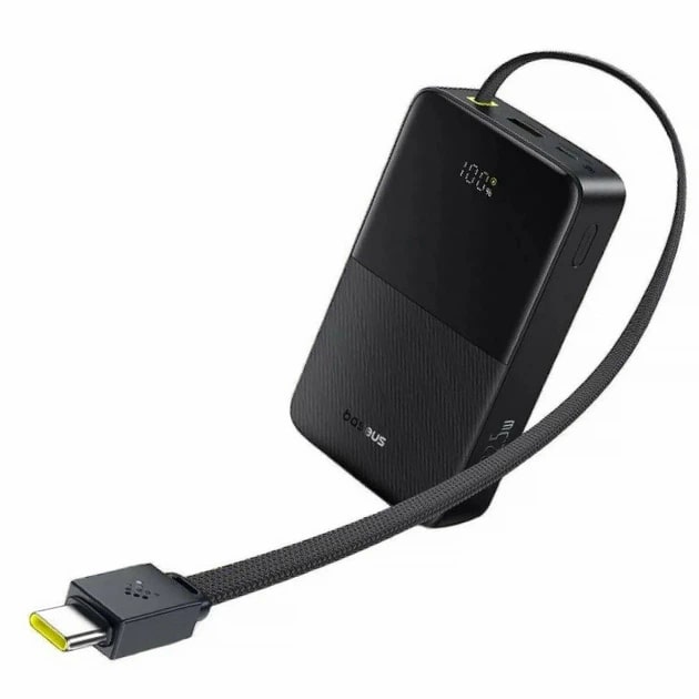 BASEUS Power Bank 20000 mAh, 22.5W + вграден кабел Type-C, EnerFill FC21 Qpow 3 Ultra /бял/ - E0027701