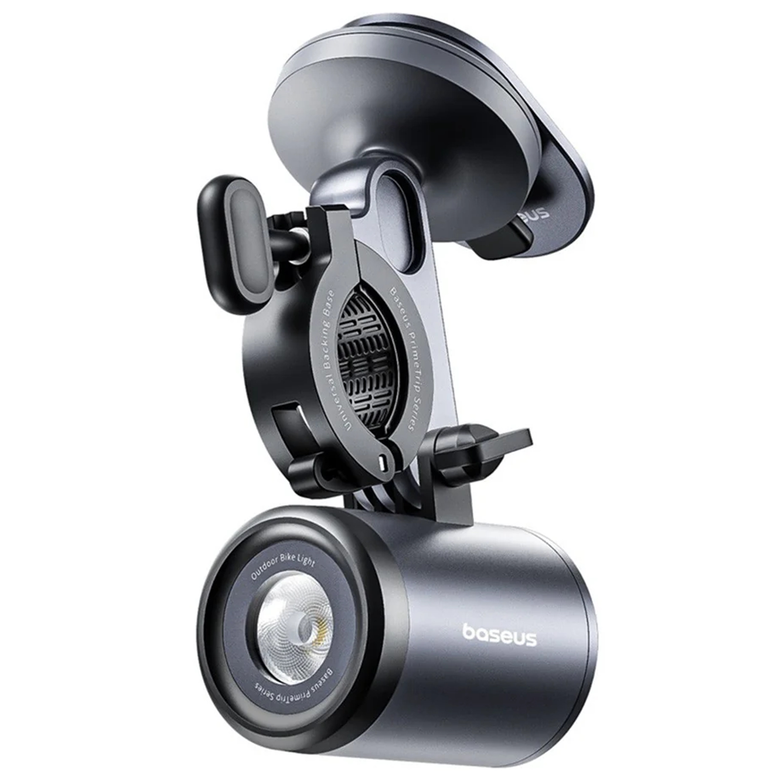BASEUS Холдер за прикрепяне за велосипед/мотор, PrimeTrip Bicycle 2-в-1+ LED светлина /черен/ - C12569000121-00