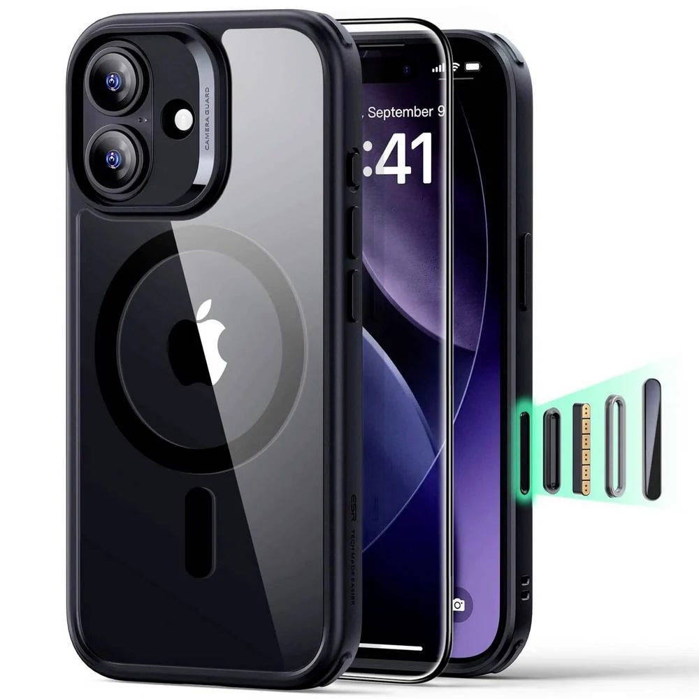 ESR калъф + стъкло Classic Hybrid за iPhone 17, MagSafe, Camera Control /прозрачен/черен/ – 1A88900201