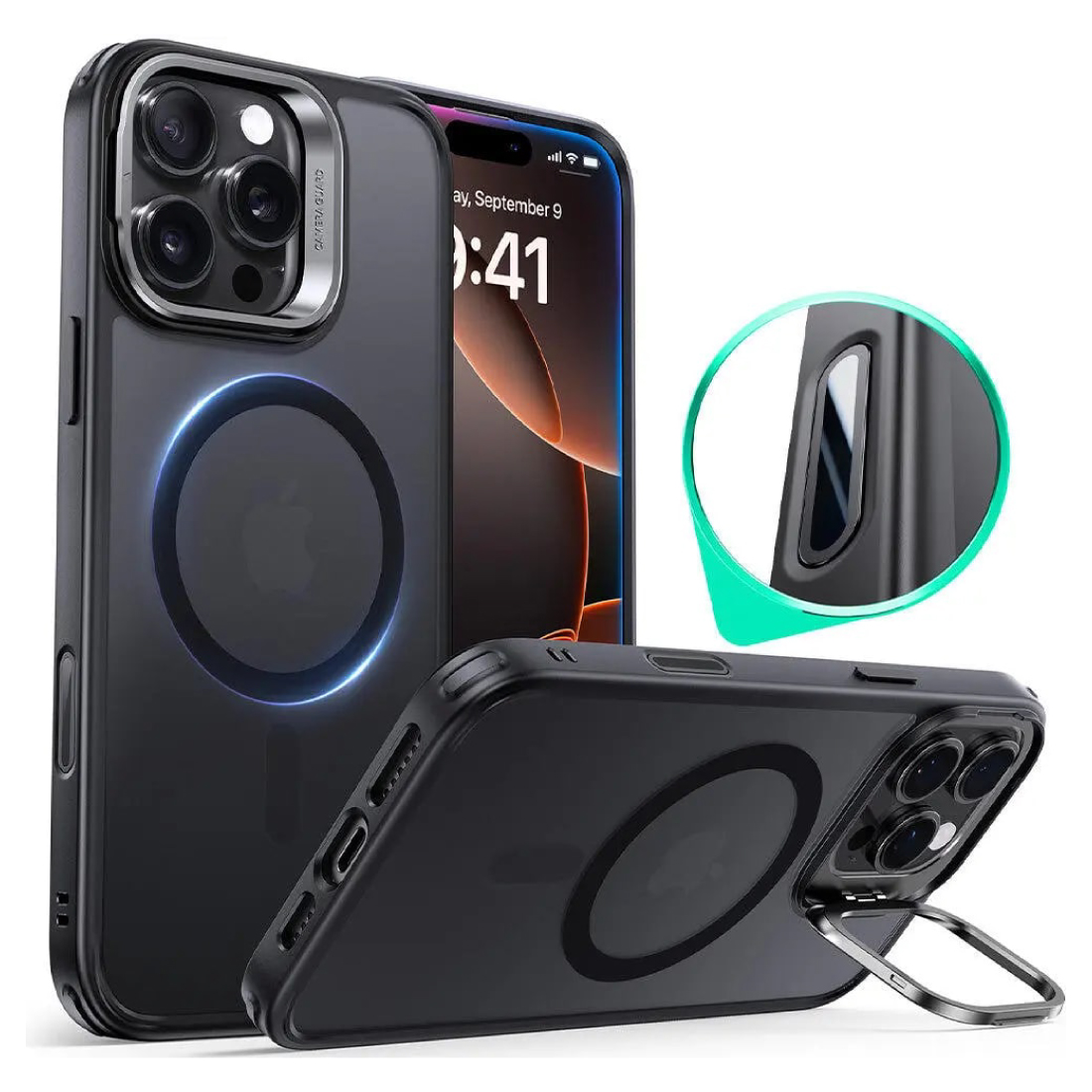 ESR Калъф Classic Hybrid iPhone 16 Pro, MagSafe + Camera contrоl cover /стойка /черен/