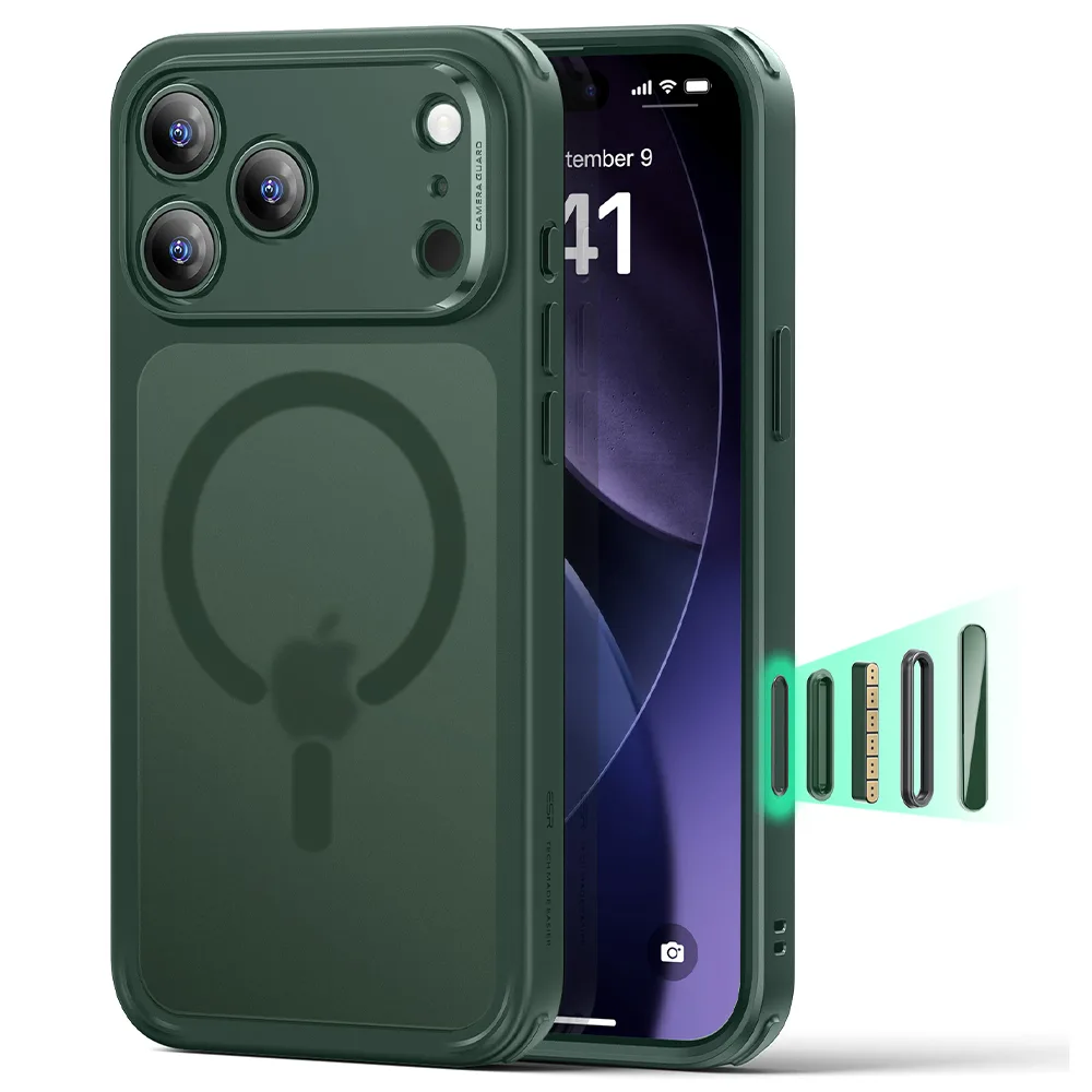 ESR Калъф Classic Hybrid iPhone 17 Pro Max, MagSafe + Camera control cover /зелен/ Amazon pack