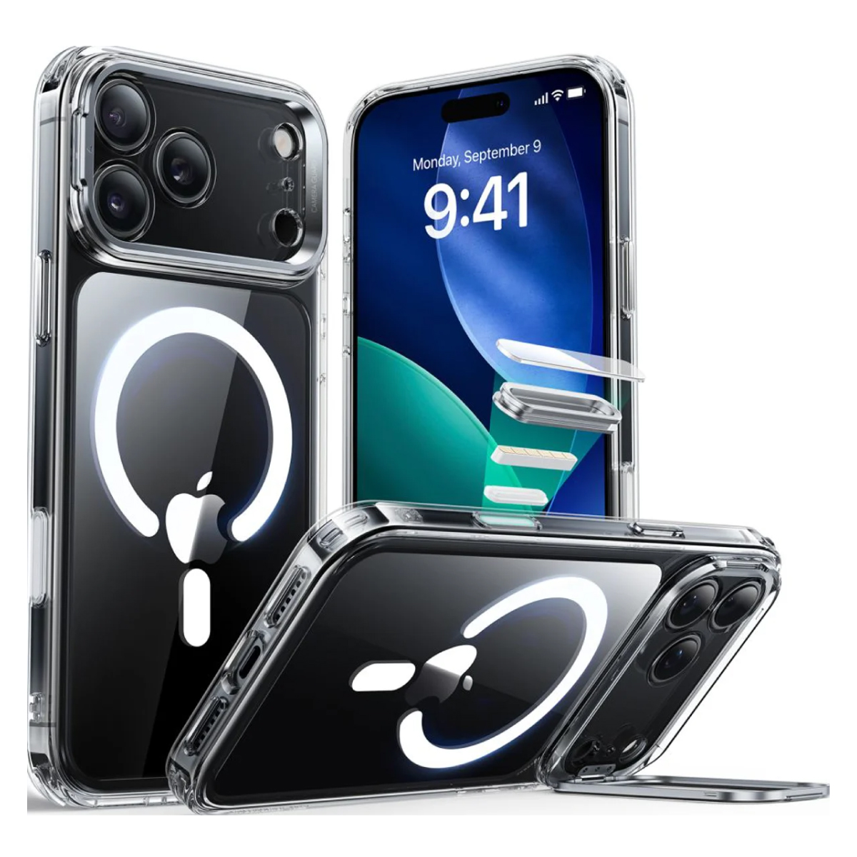 ESR Калъф Classic Hybrid iPhone 17 Pro Max, MagSafe + Camera control cover + стойка /прозрачен/