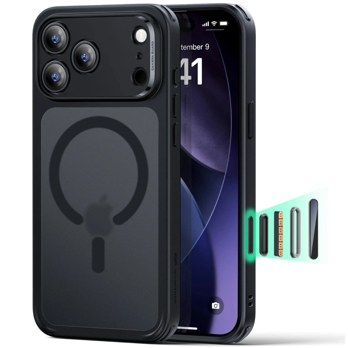 ESR Калъф Classic Hybrid iPhone 17 Pro, MagSafe + Camera control cover /черен/ Amazon pack