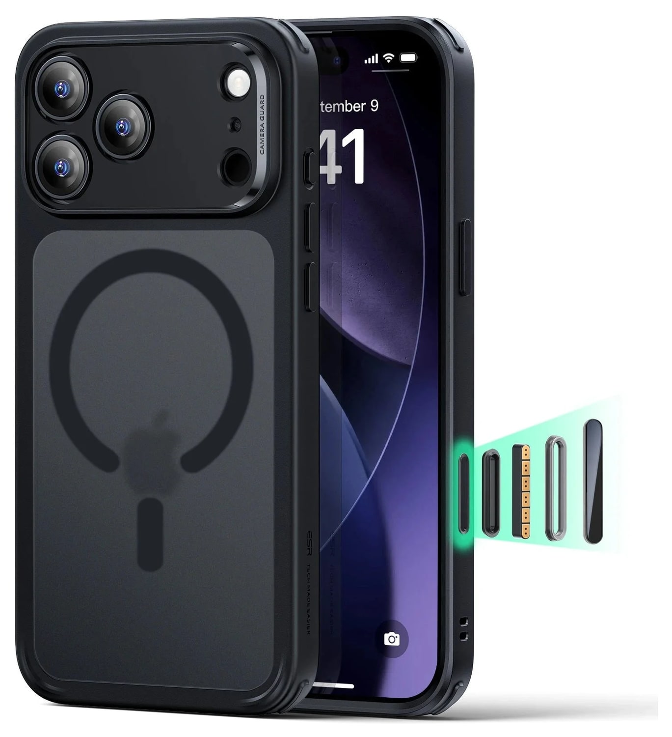 ESR Калъф Classic Hybrid iPhone 17 Pro, MagSafe + Camera control cover /черен/ Amazon pack