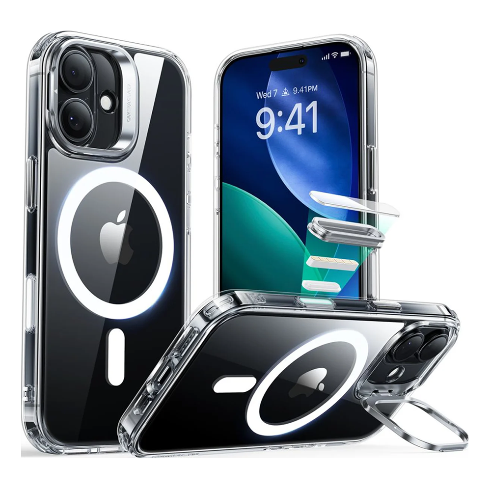 ESR Калъф Classic Hybrid iPhone 17, MagSafe + Camera control cover + стойка /прозрачен/ 