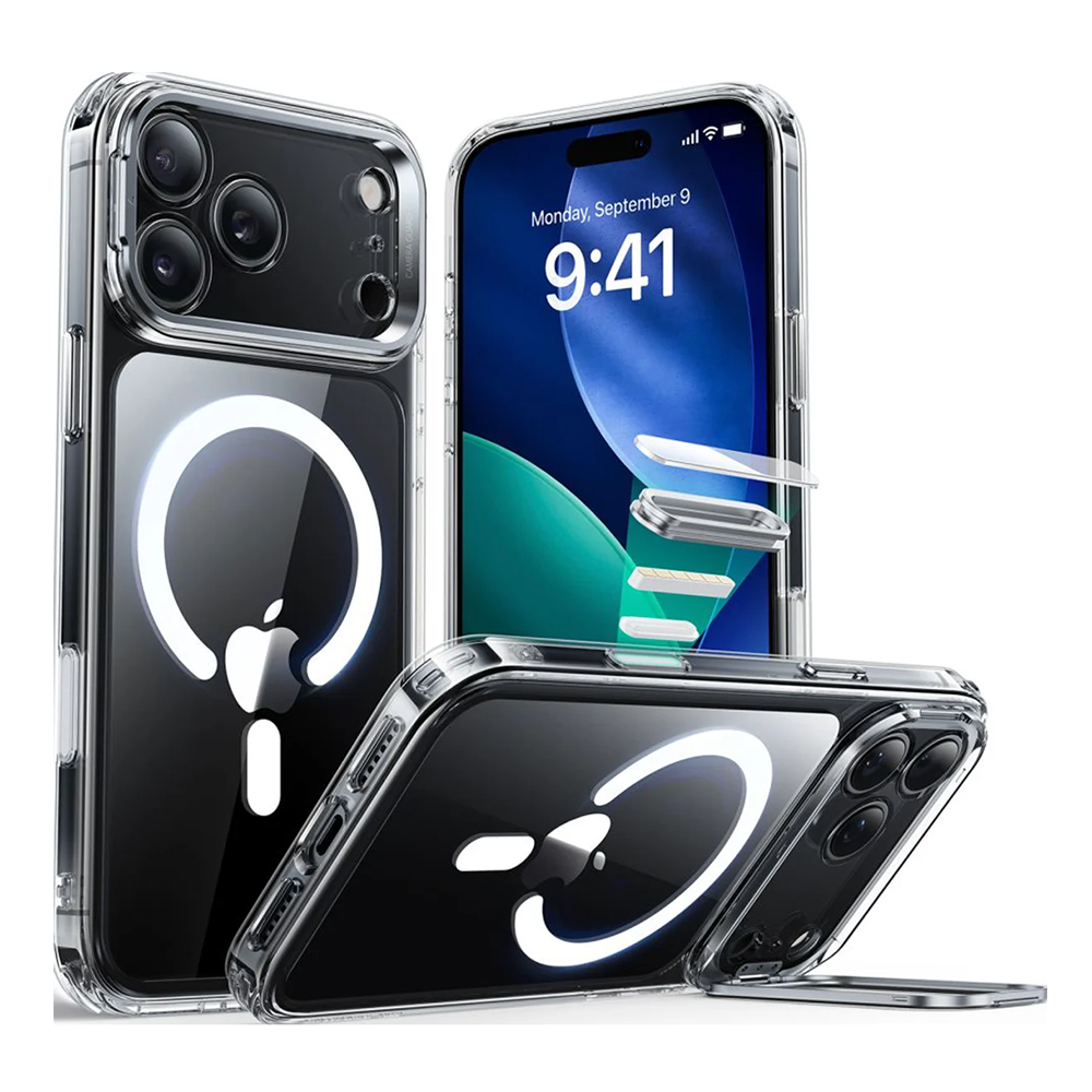 ESR Калъф Classic Hybrid iPhone 17, MagSafe + Camera control cover + стойка /прозрачен/ Amazon pack