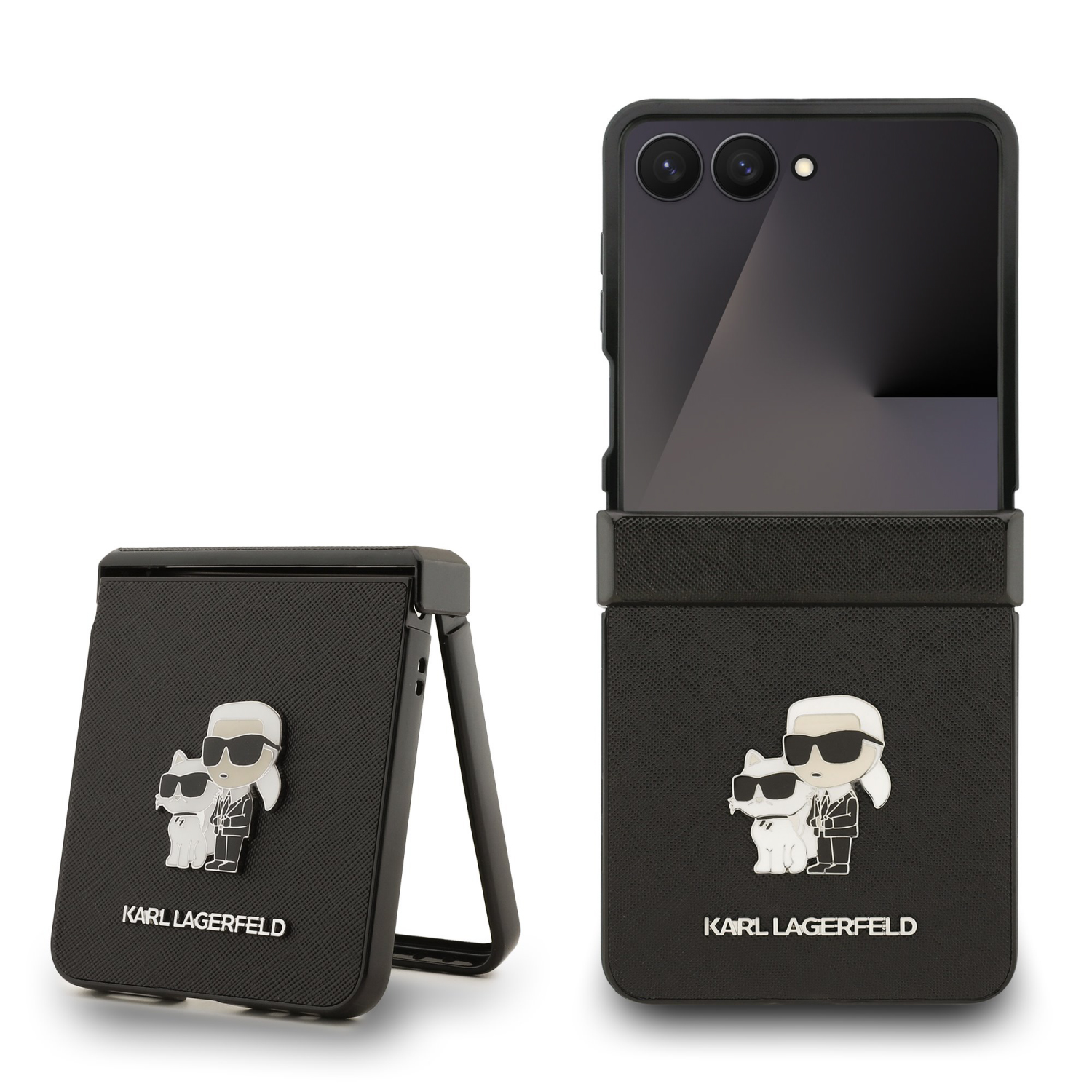 Karl Lagerfeld Калъф Samsung Z Flip 7, PU Saffiano Karl and Choupette /черен/ - KLHCZF7SAPKCNPK