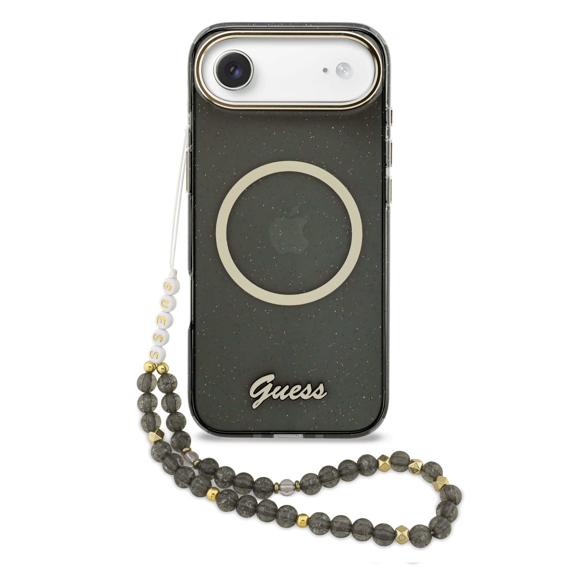 GUESS Калъф Apple iPhone 17 Air, Glitter Script Strap MagSafe + Wrist strap /черен/- GUHMP17M5HTGSMSK
