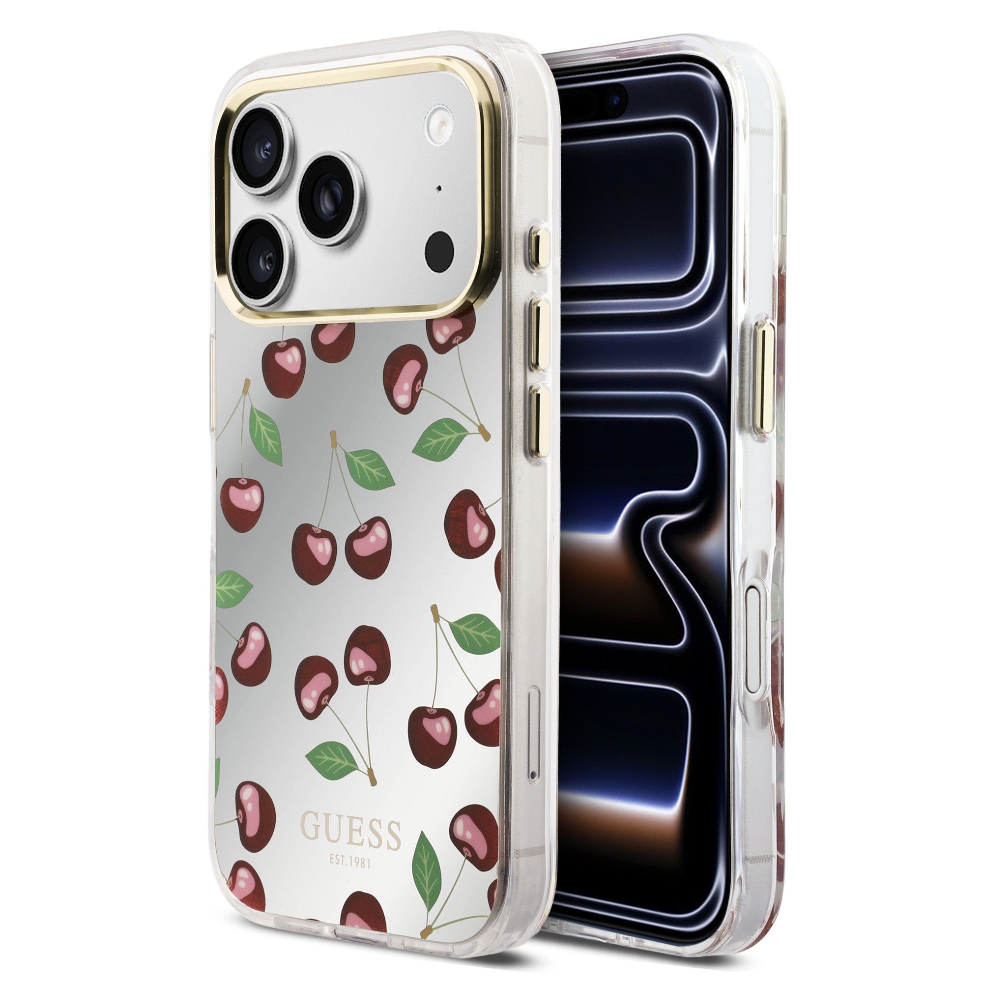 GUESS Калъф Apple iPhone 17 Pro Max, PC/TPU Mirror Glitter Cherry MagSafe - GUHMP17X5HMRCGEG