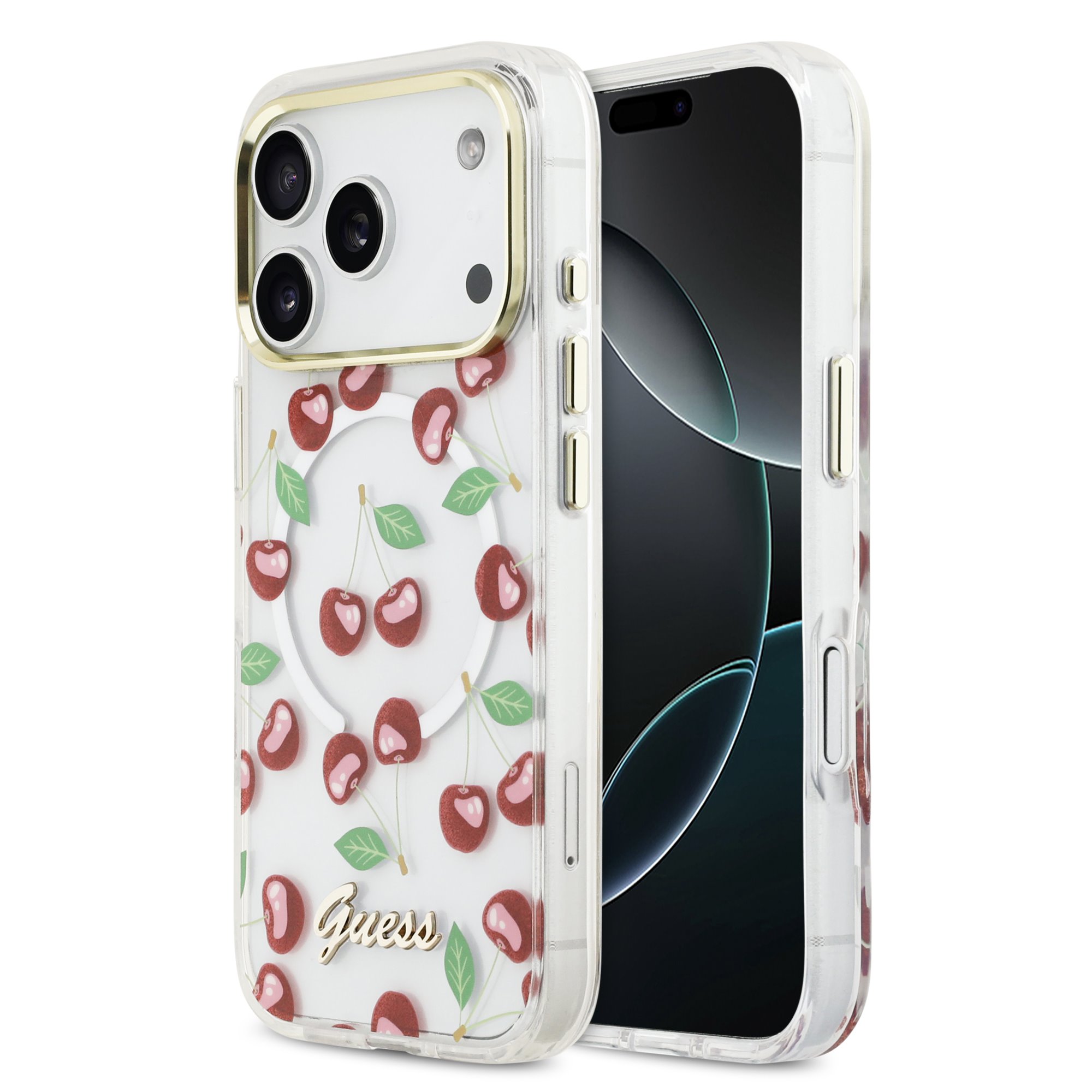 GUESS Калъф Apple iPhone 17 Pro, IML Glitter Cherry MagSafe - GUHMP17L5HTCGMEH