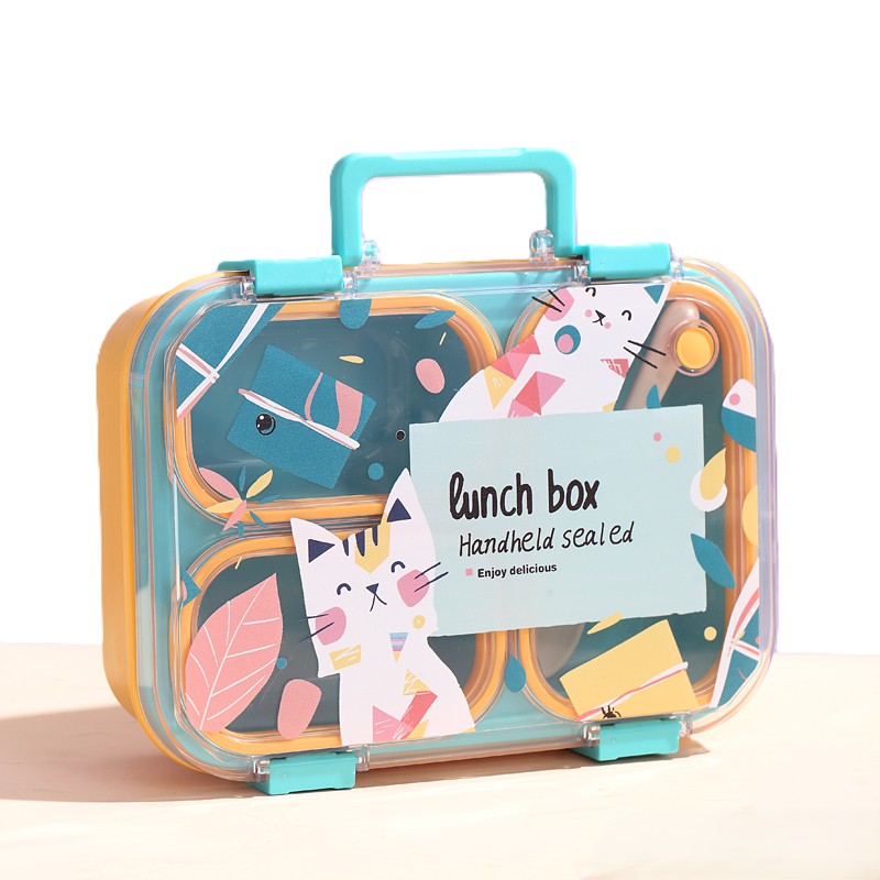 Кутия за храна Lunch box, /оранжев-зелен/ - #7168