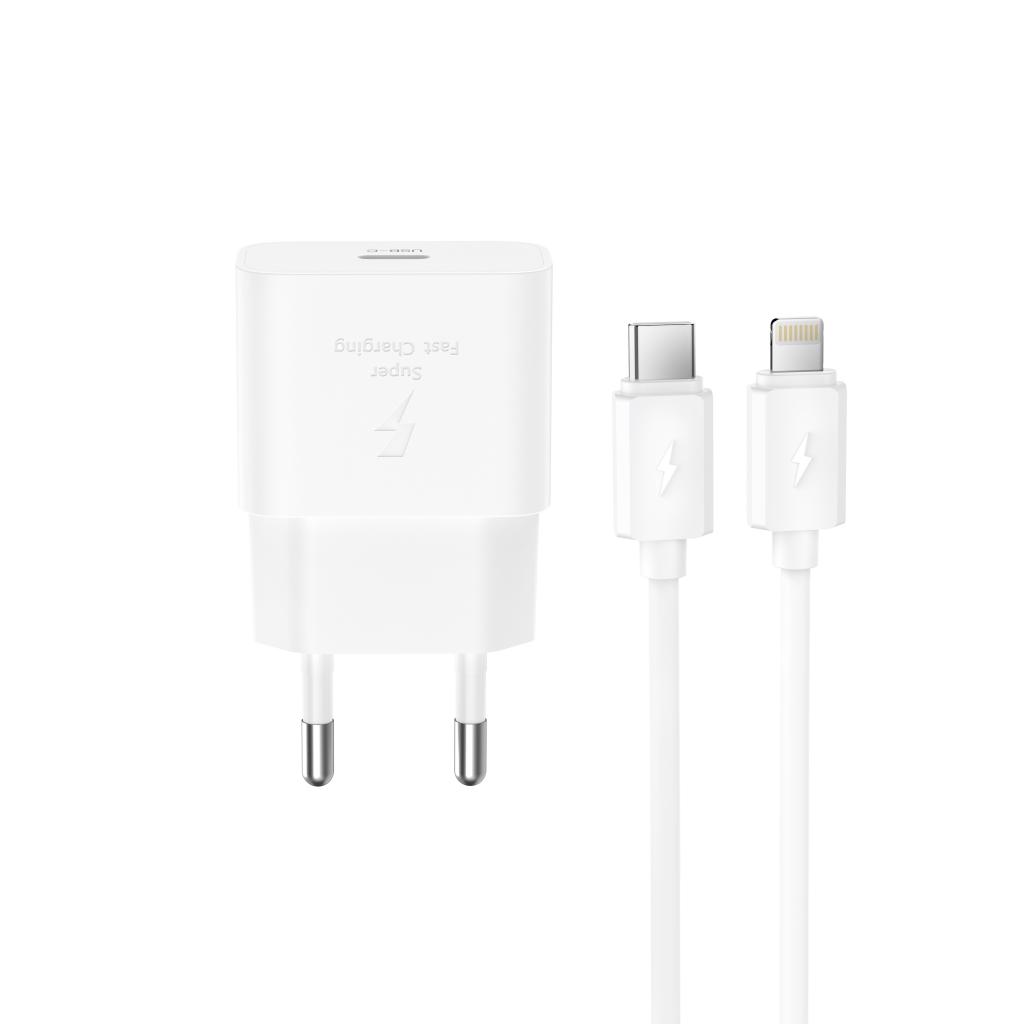XO 220V 25W, USB-C, кабел Type-C - Lightning, /бял/ - L167