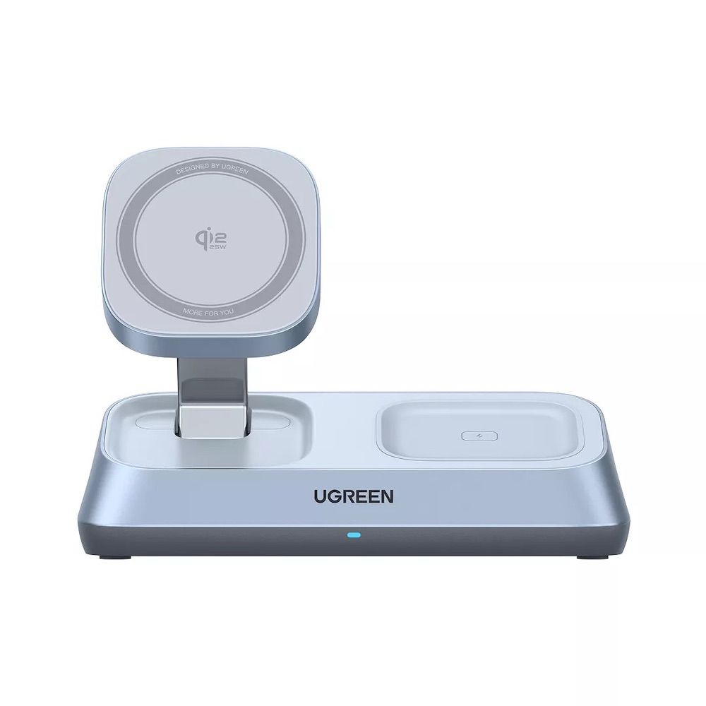 UGREEN Холдер + 3-в-1 Зарядна станция Wireless Magnetic Qi2 /сив/ - W711 / 55677