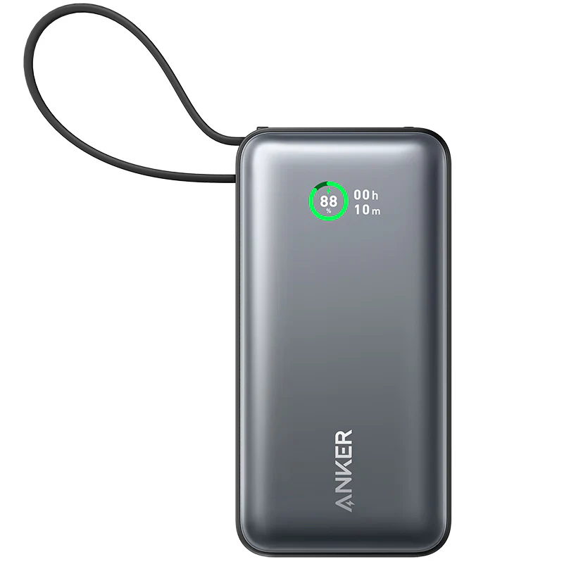 ANKER Power Bank 10000 mAh, 30W + вграден кабел Type - C, Nano 545 /черен/ - A1259G11