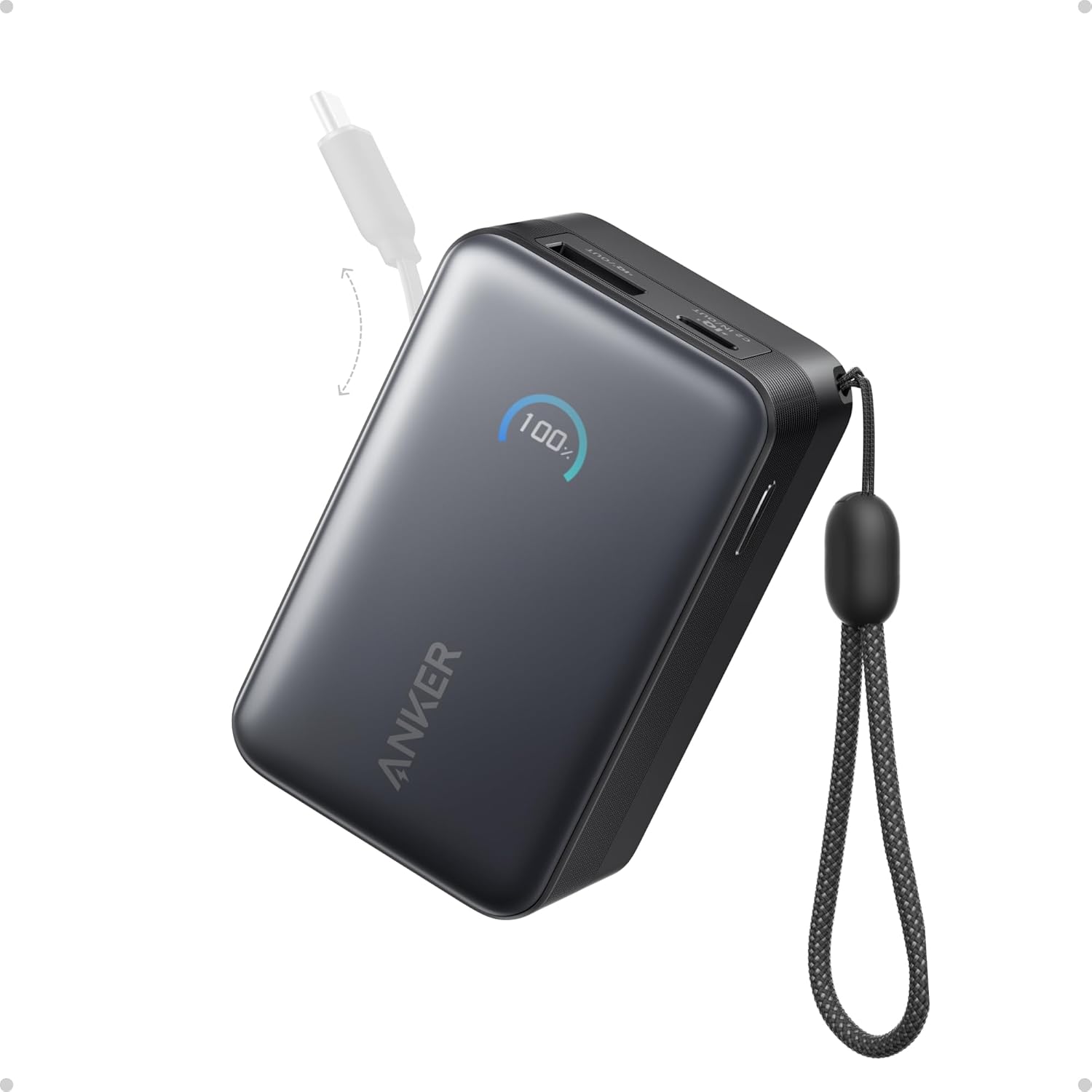 ANKER Power Bank, 20000 mAh, 45W + кабел Type-C - Type-C, Nano /черен/ - A1638H11